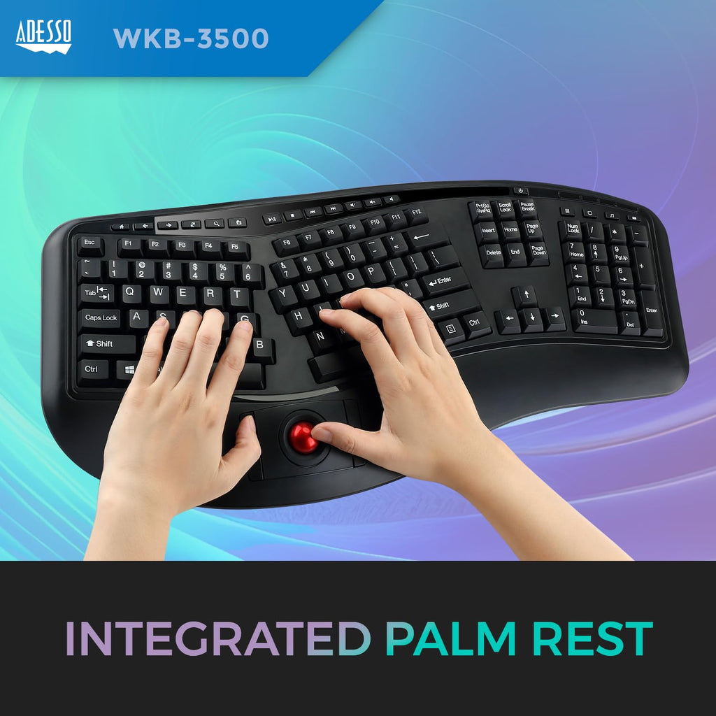 Adesso WKB-3500UB 2-in-1 Wireless Ergonomic Keyboard