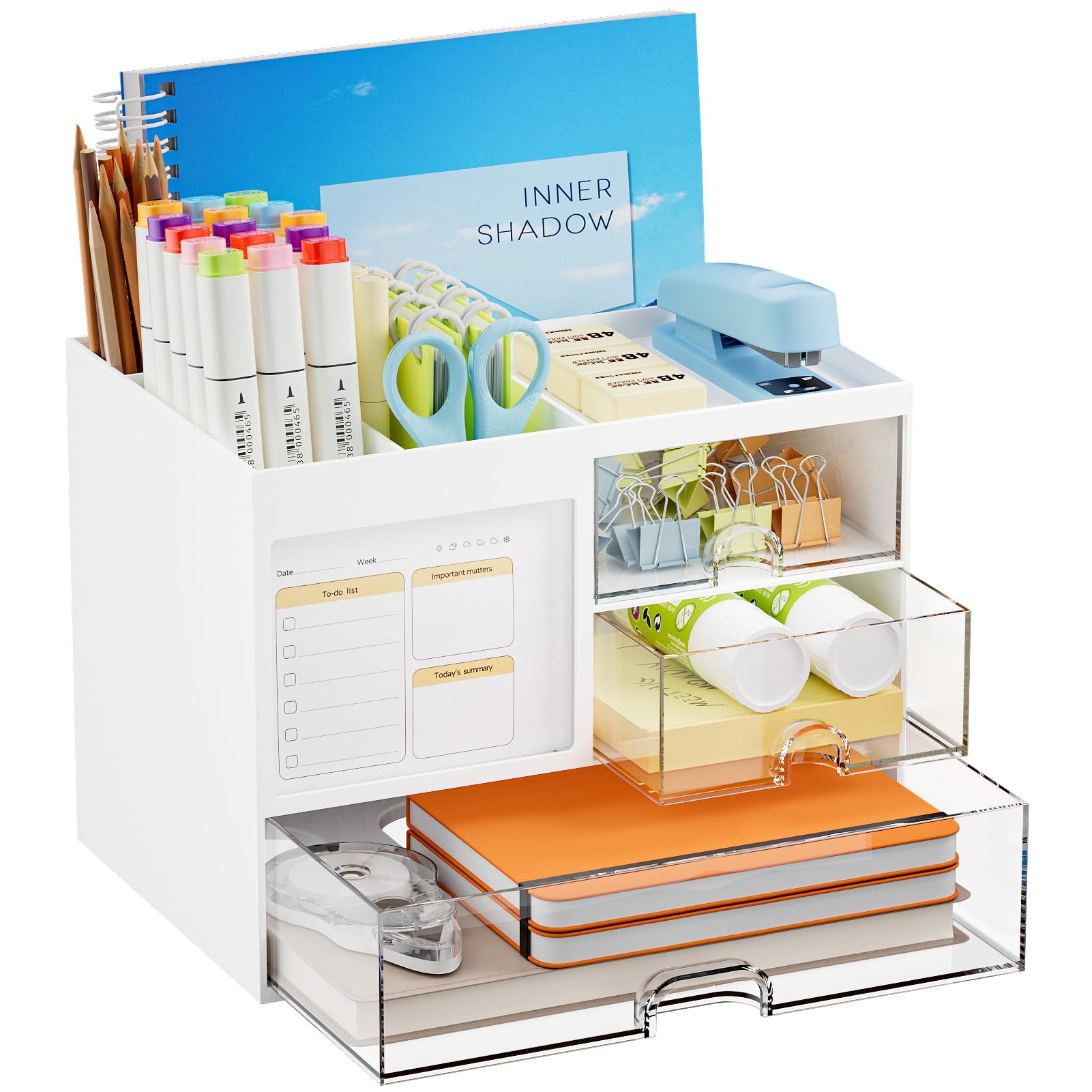 3-Drawer Desk Organizer with Memo and Storage Compartments