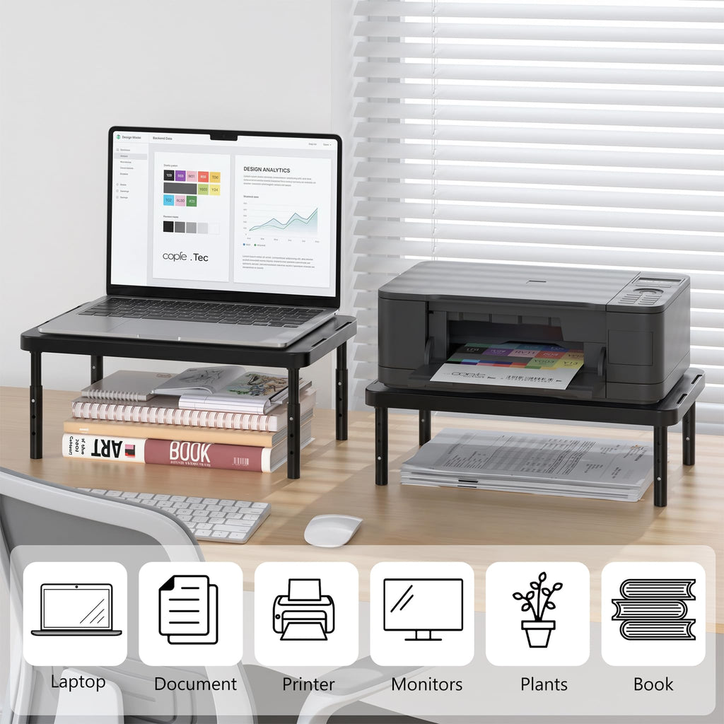WALI Computer Monitor Stand for Desk, Adjustable Laptop Riser, Desk Monitor Stand Underneath Storage for Office, Home, School Supplies