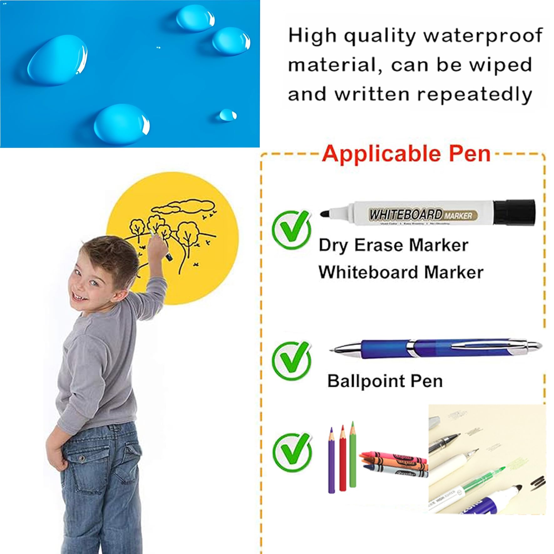 Baestappy Erasable Writable Desk Mat with Mouse Pad