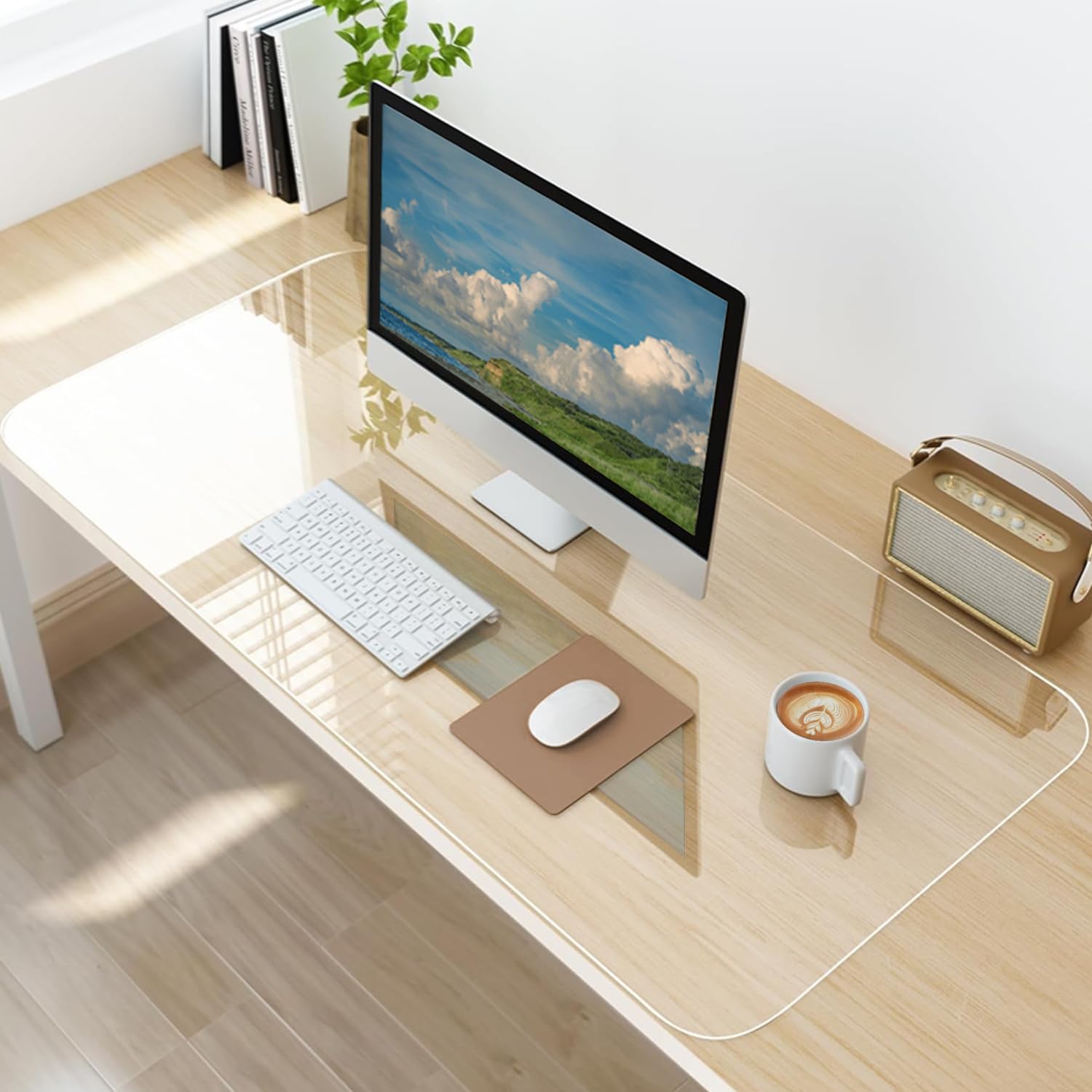 LBJFYHJN Clear Non-Slip PVC Desk Protector Mat