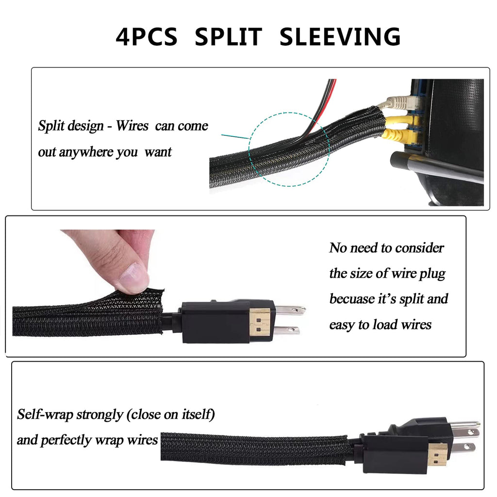 NOROCME 192-Piece Cable Management Kit with Wire Sleeves