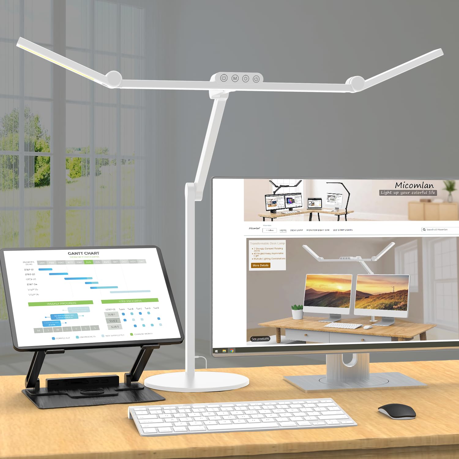 Micomlan LED Desk Lamp with Base for Office Workspaces