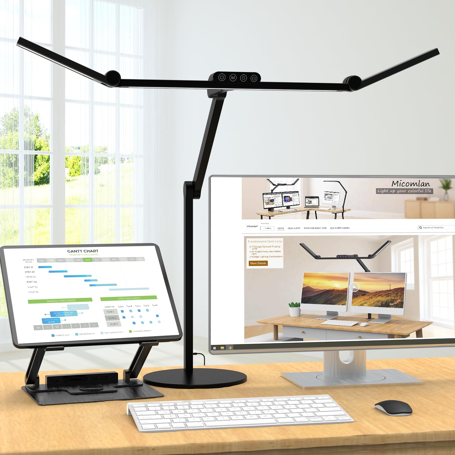 Micomlan LED Desk Lamp with Base for Office Workspaces