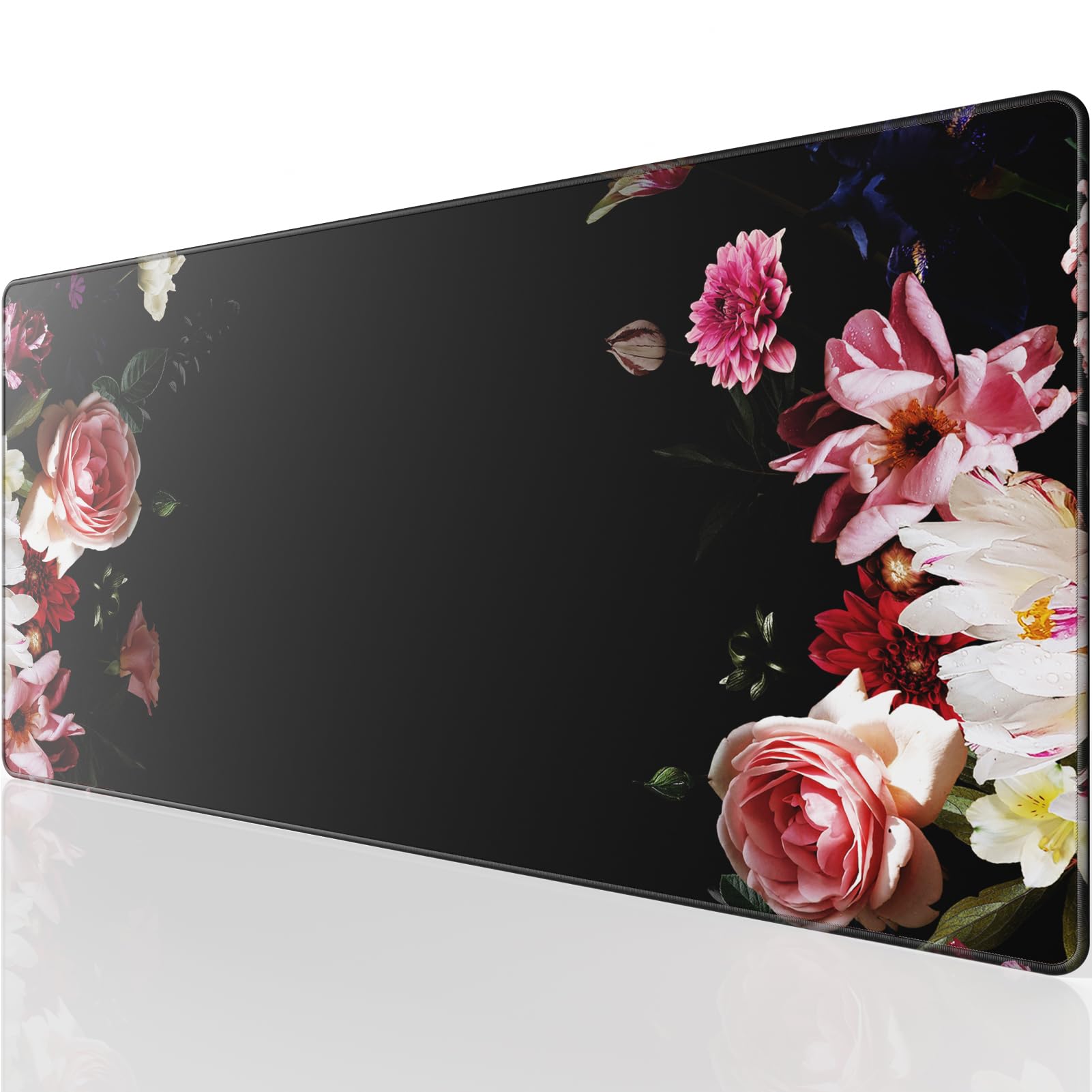KTRIO Large Gaming Mouse Pad with Superior Micro-Weave Cloth, Extended Desk Mousepad with Stitched Edges, Non-Slip Base, Water Resist Keyboard Pad for Gamer, Office & Home