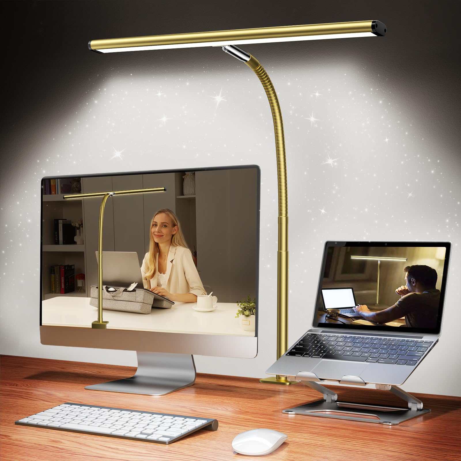 Airlonv 17-Inch Clamp LED Desk Lamp with Stepless Dimming