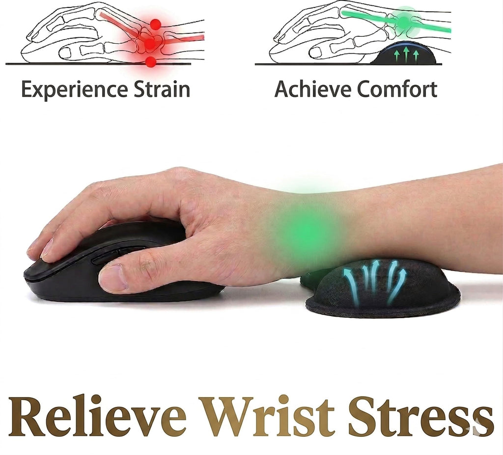 Axlteip Wrist Rest for Mouse - Ergonomic Memory Foam Computer Wrist Support Pad, Massage Holes Design for Wrist Pain Relief (5.5 x 3.1 x 1 in, Black)