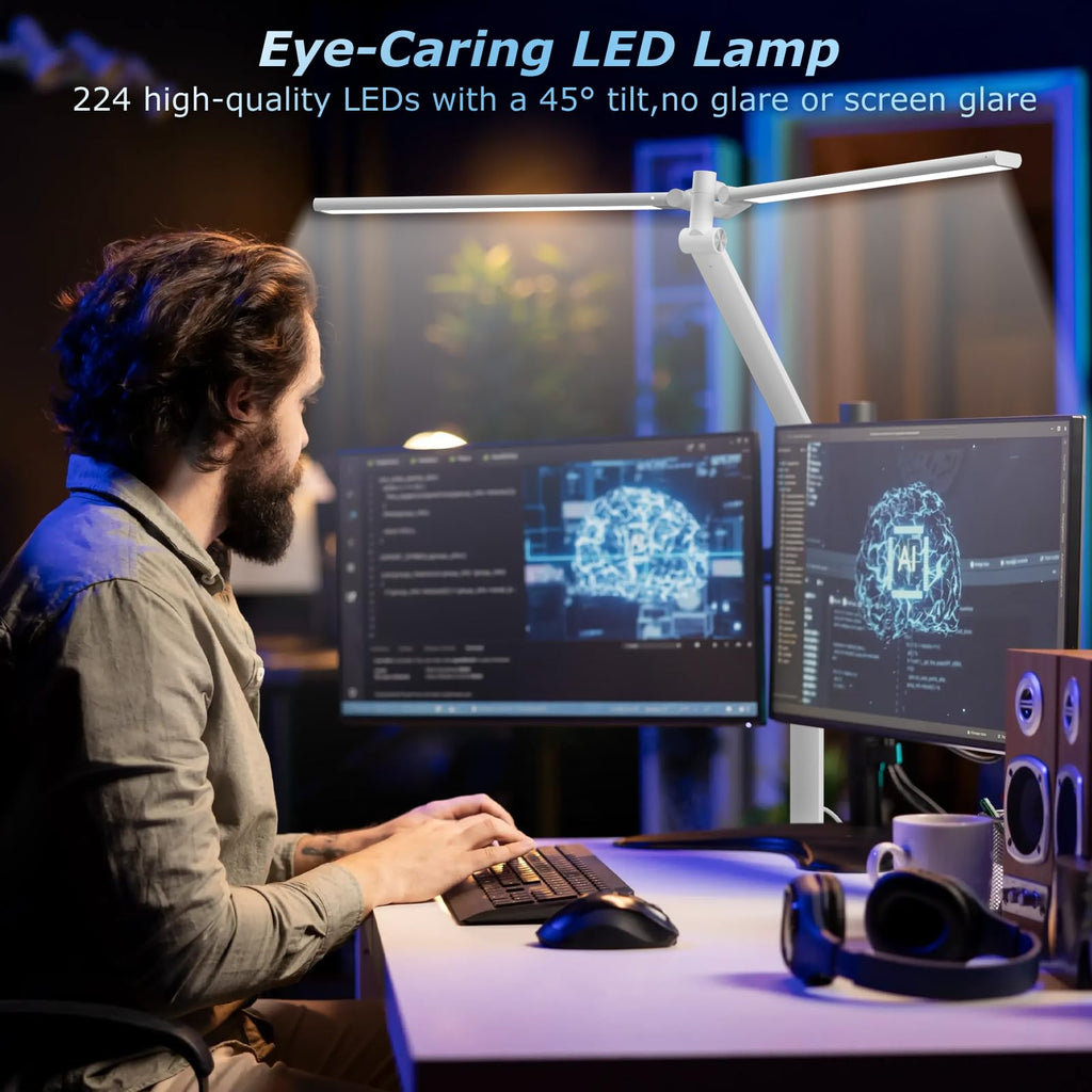 Airlonv 17-Inch Clamp LED Desk Lamp with Stepless Dimming