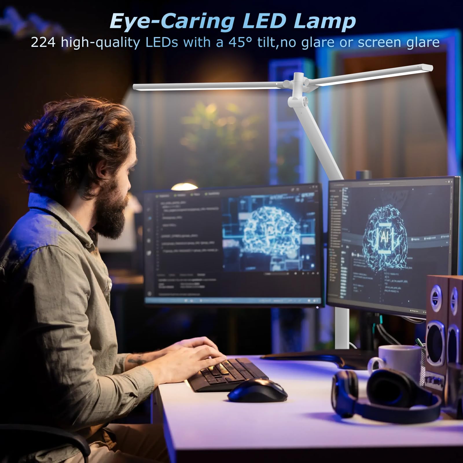 Airlonv 17-Inch Clamp LED Desk Lamp with Stepless Dimming