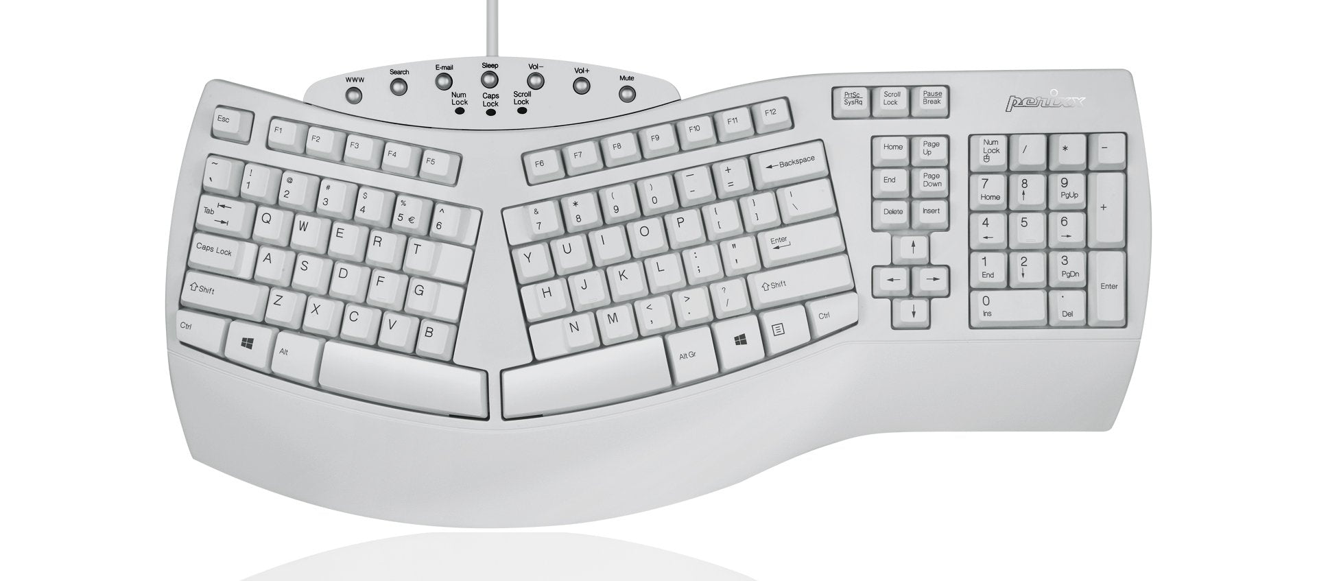 Perixx PERIBOARD Wired Ergonomic Keyboard - Split Keyboard, Wrist Rest, Natural Typing - Wired USB Connectivity - US English