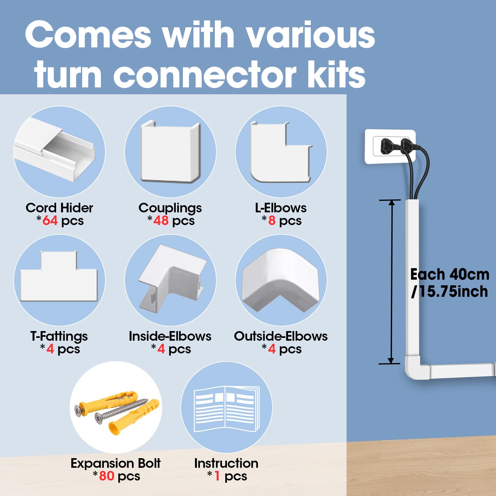 Paintable Wall Cord Hider Kit for TV Cable Management