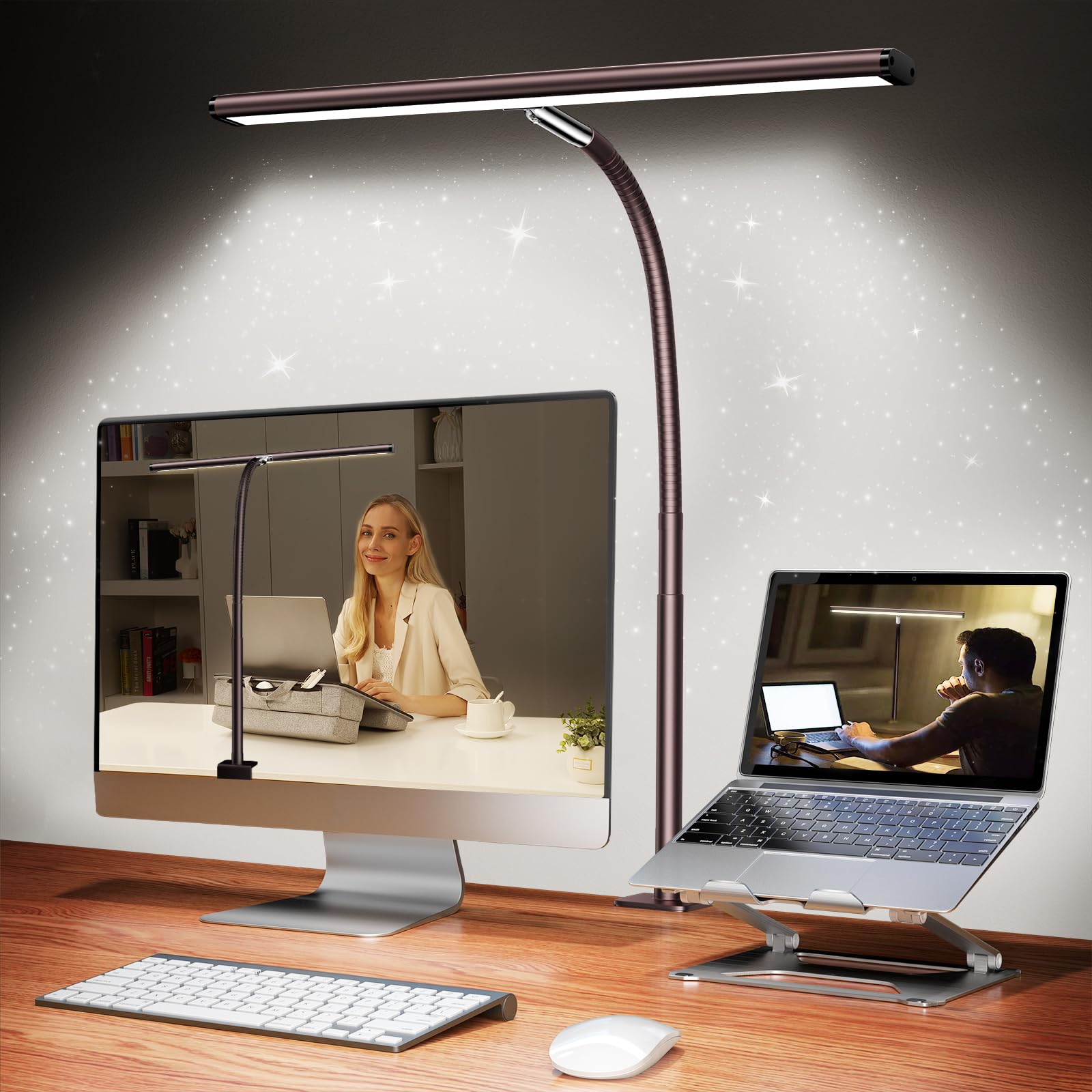 Airlonv 17-Inch Clamp LED Desk Lamp with Stepless Dimming