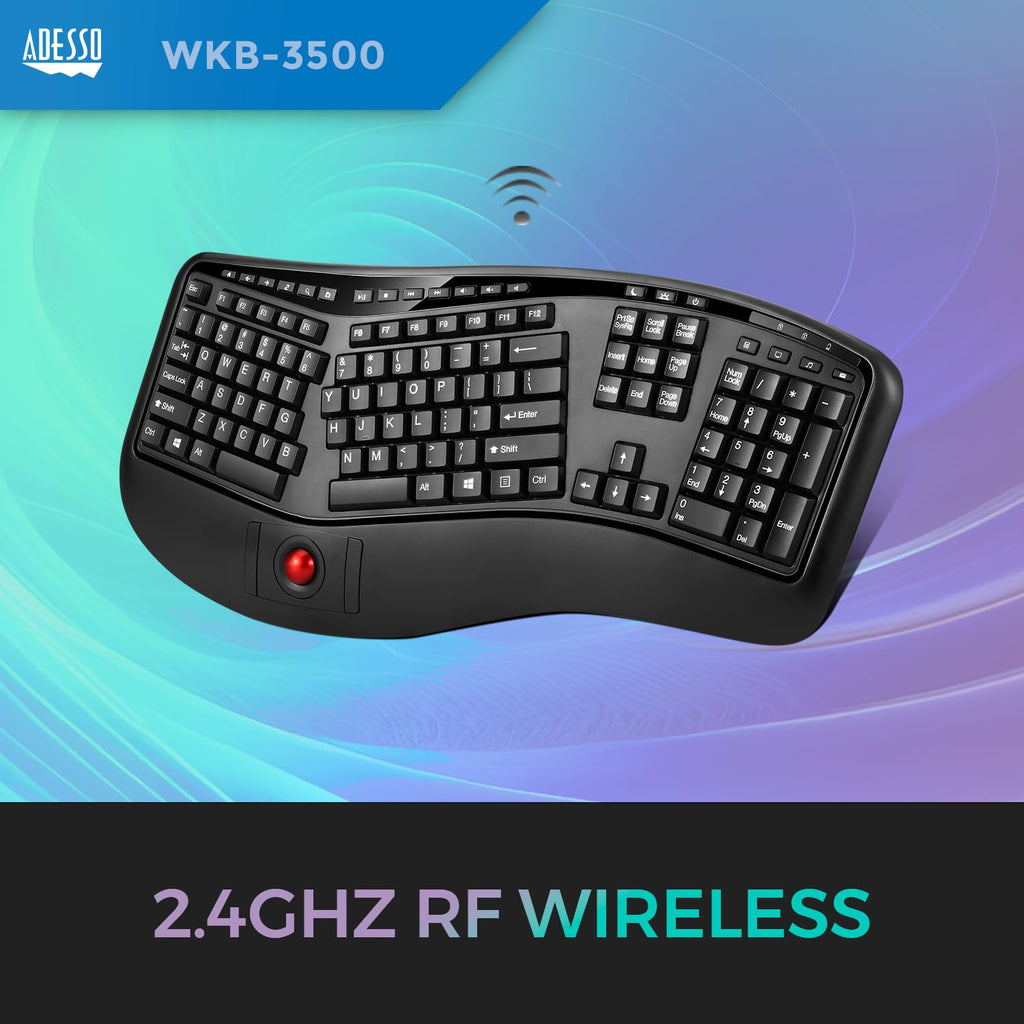 Adesso WKB-3500UB 2-in-1 Wireless Ergonomic Keyboard