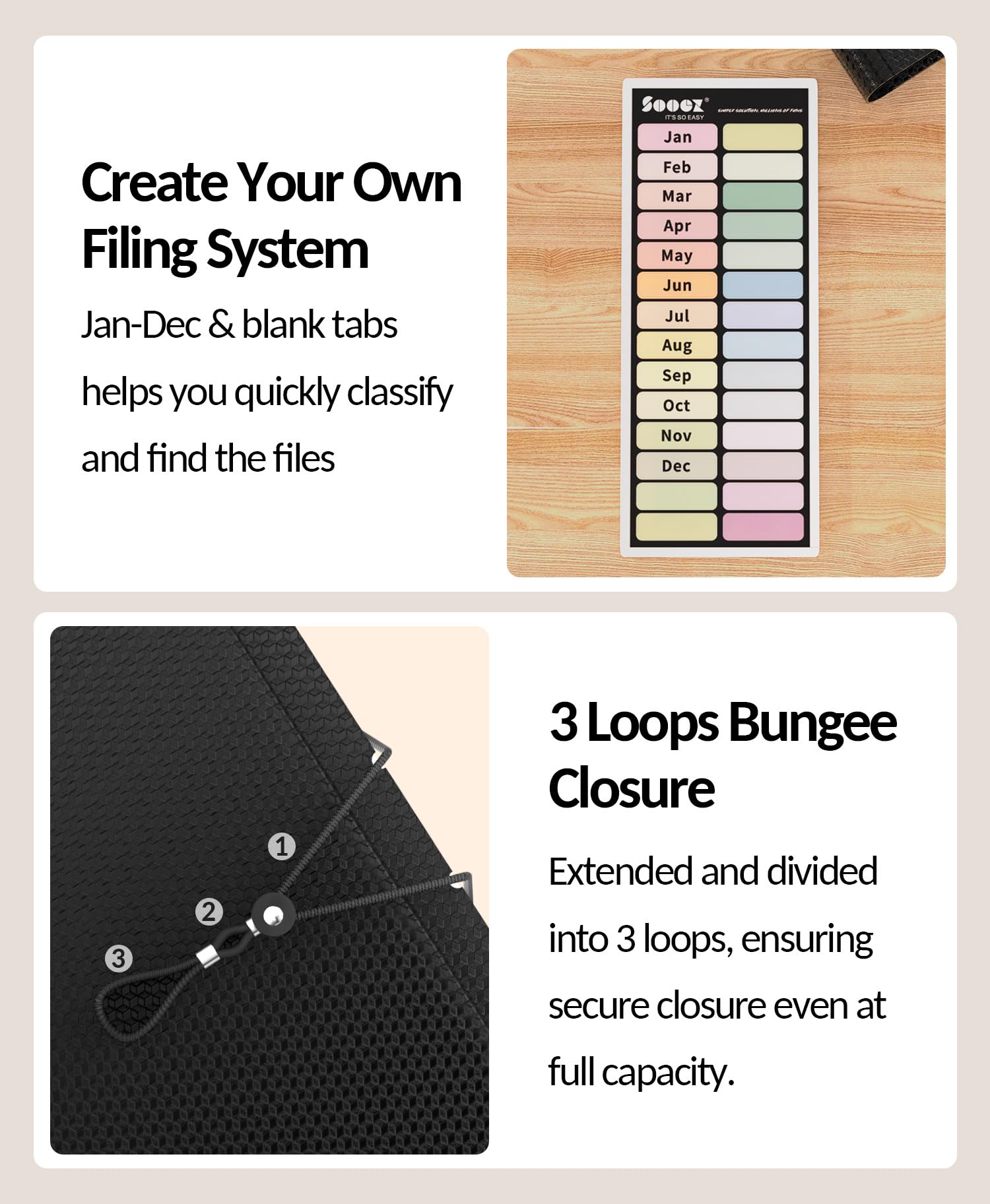 Sooez Accordion File Organizer for Documents and Desk Storage
