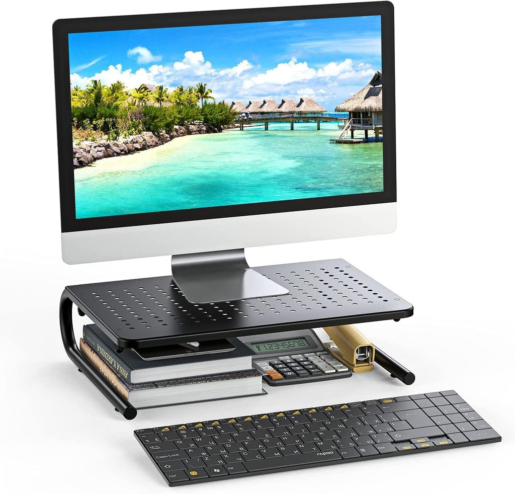 HUANUO Monitor Stand Riser for Desk, Laptop Stand, Laptop Shelf w/Vented Metal, Desktop Computer Stand Desk Organizer for Laptop, PC, Printer