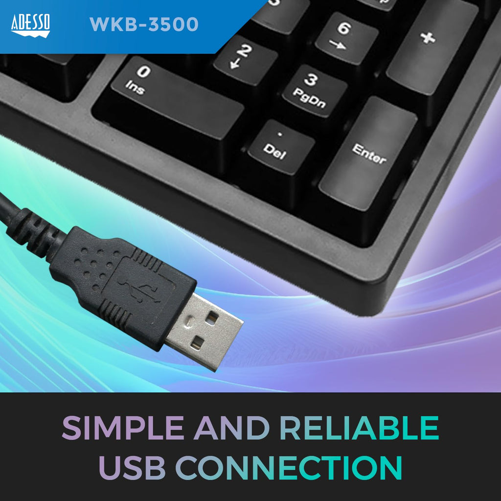 Adesso WKB-3500UB 2-in-1 Wireless Ergonomic Keyboard
