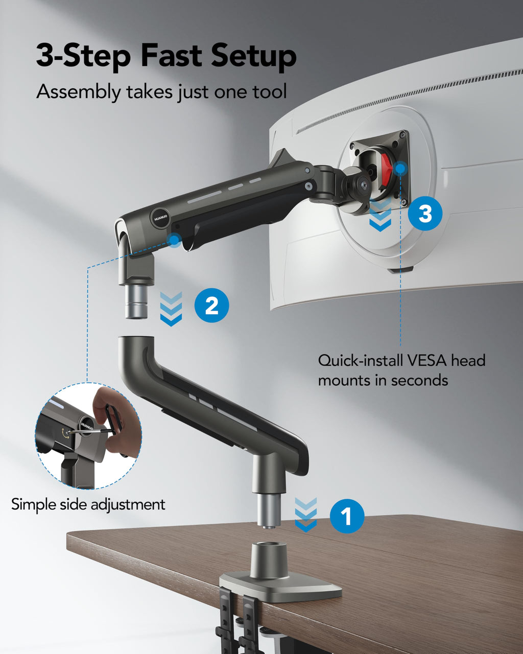 HUANUO Heavy Duty Monitor Arm for Ultrawide Screens