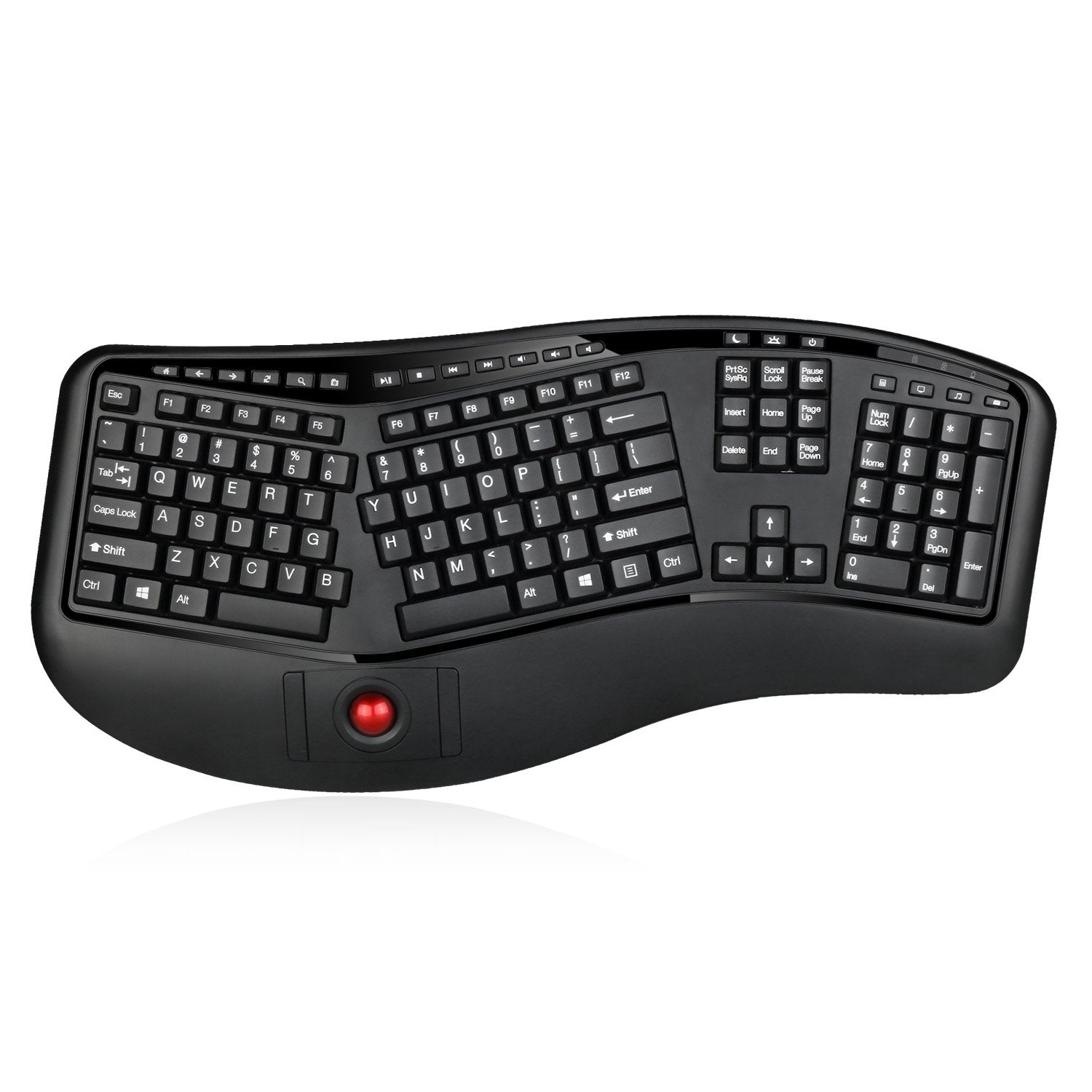 Adesso 2 in 1 Wireless Ergonomic Keyboard, WKB-3500UB, Black