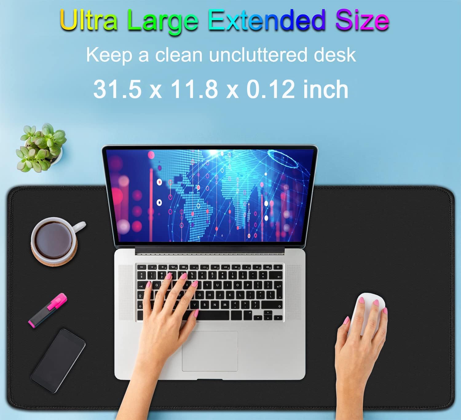 Large Extended Gaming Mouse Pad with Stitched Edges, (31.5X15.7In) Mousepad