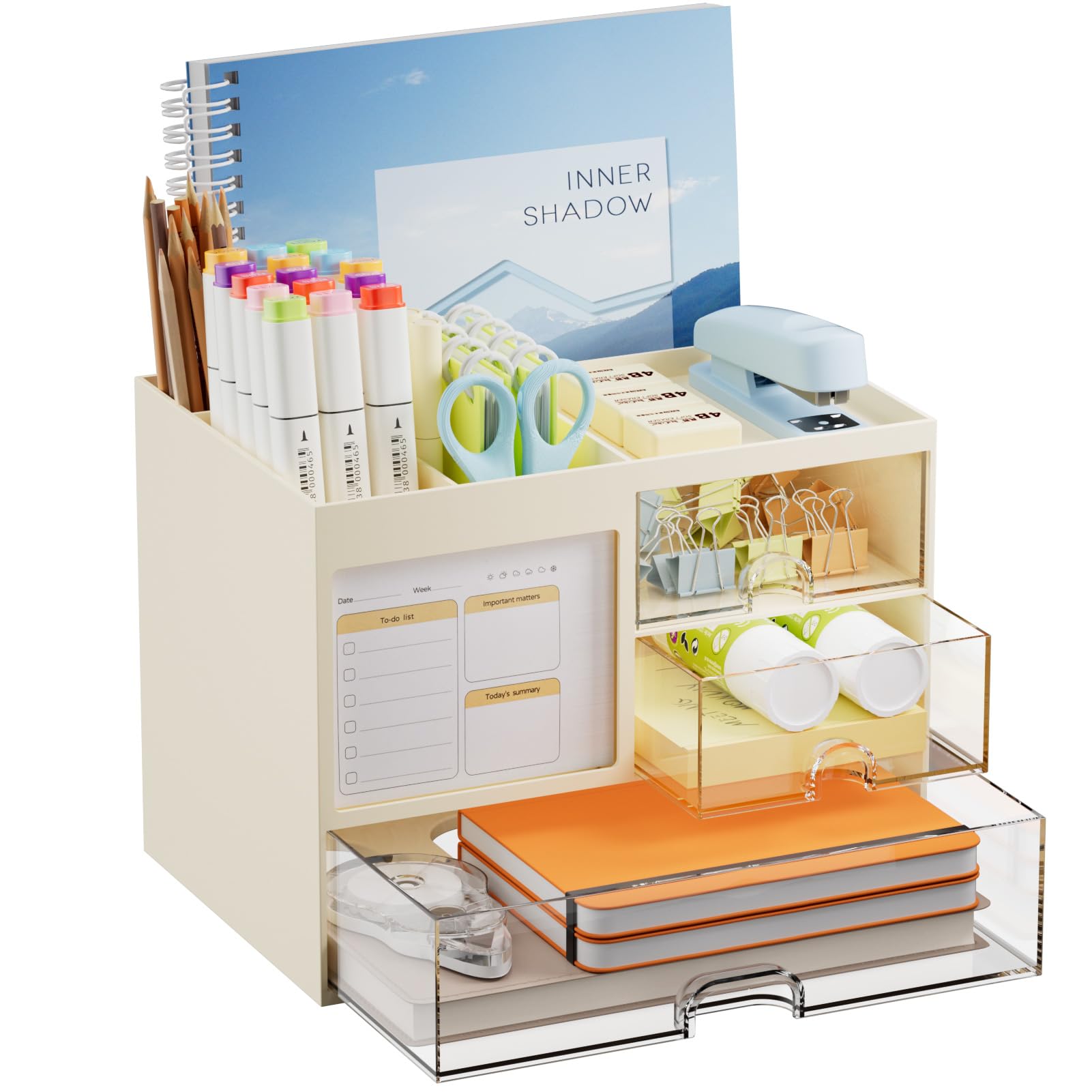 3-Drawer Desk Organizer with Memo and Storage Compartments