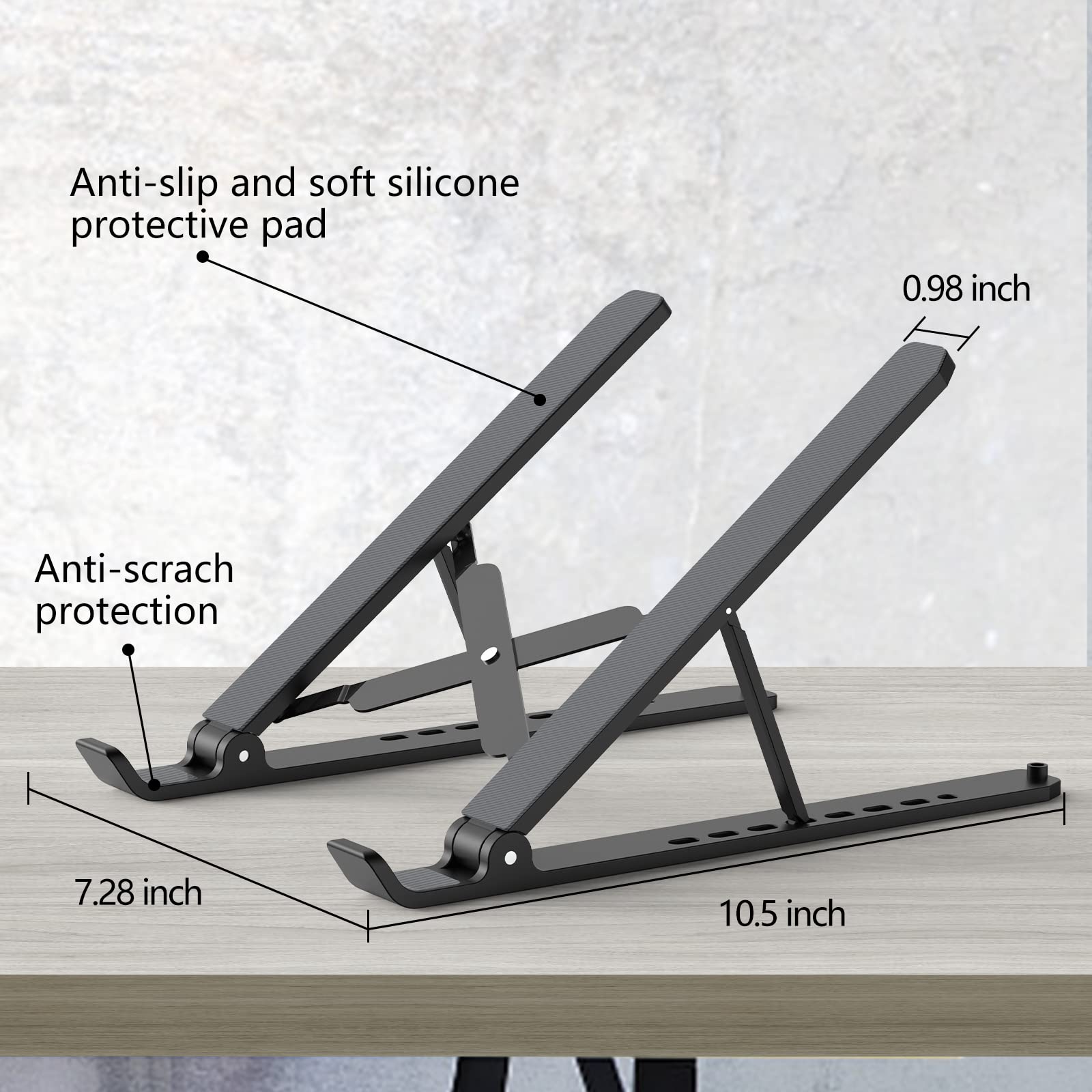 Tonmom Laptop Ständer, Faltbarer Notebook Ständer, Höhenverstellbarer Laptopständer Belüftet Kühlung Laptop Halterung für MacBook Pro/Air, HP, Sony, Dell,alle 10-15,6 ” Laptops