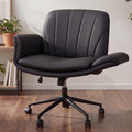 Dowinx Criss Cross Chair with Five-Level Adjustable Arms and Wheels - Comfortable Ergonomic PU Leather Swivel Vanity Chair