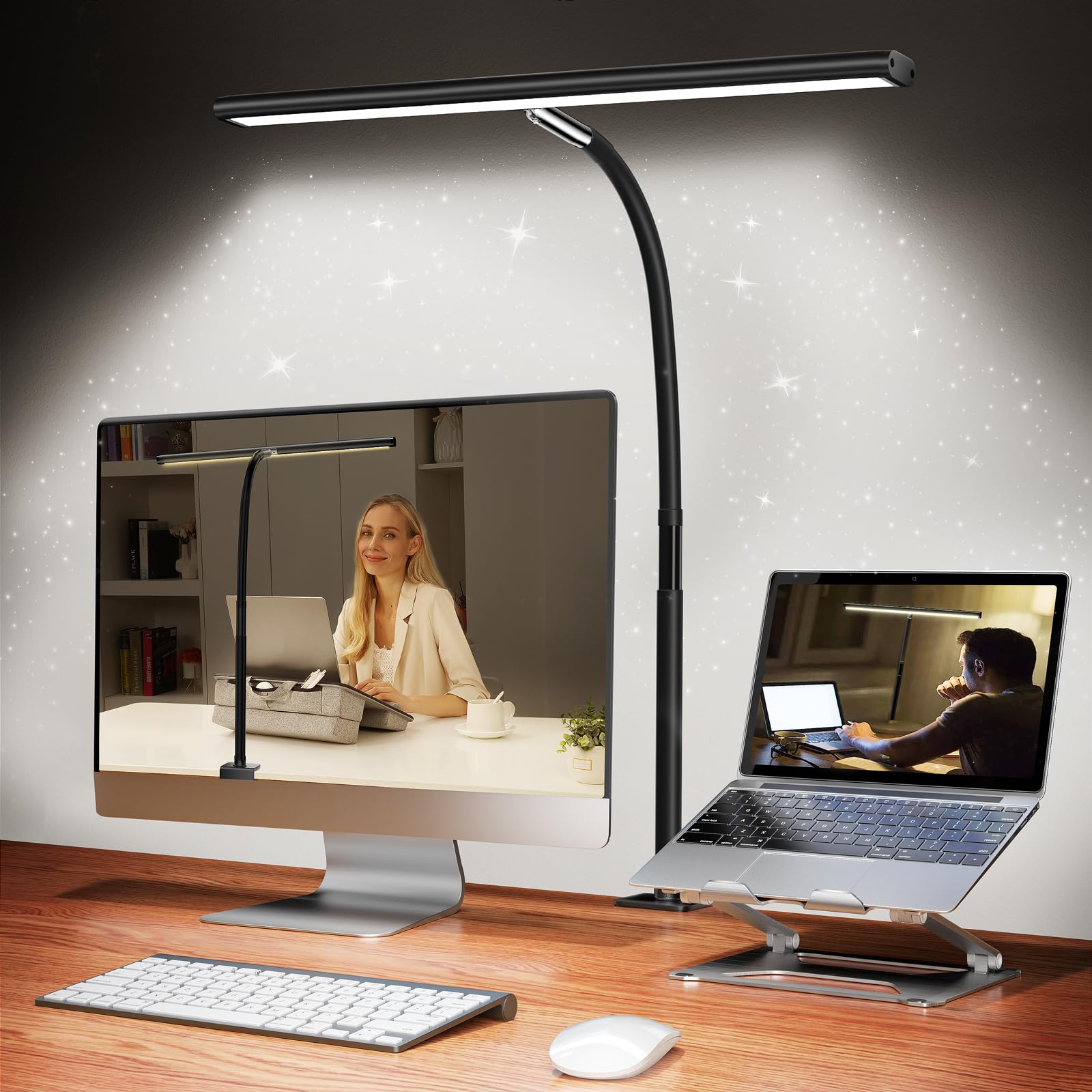 Airlonv 17-Inch Clamp LED Desk Lamp with Stepless Dimming
