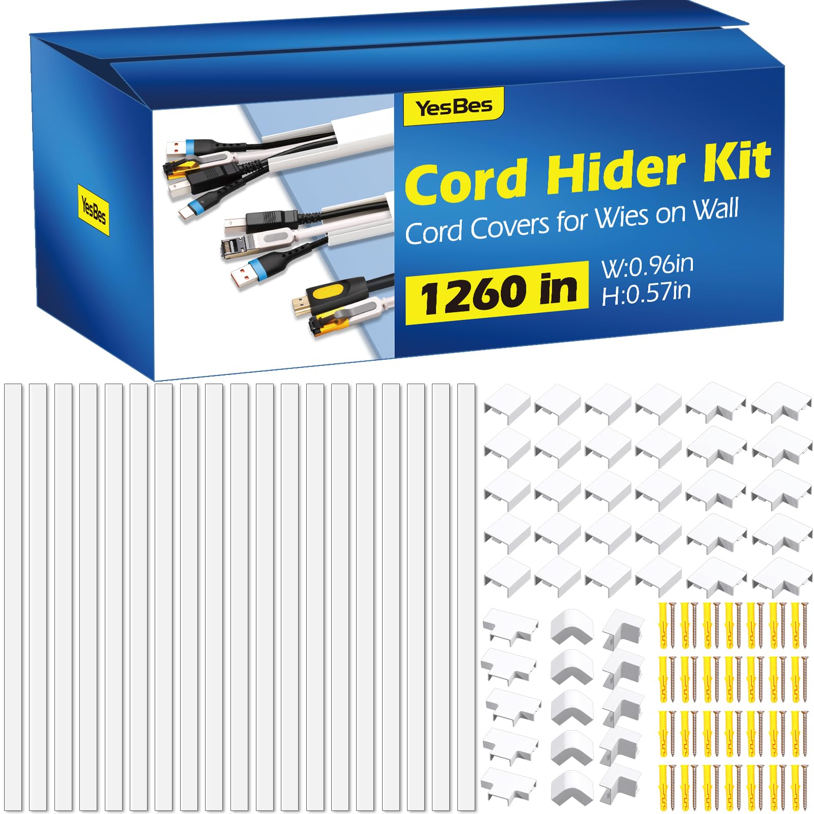 Paintable Wall Cord Hider Kit for TV Cable Management