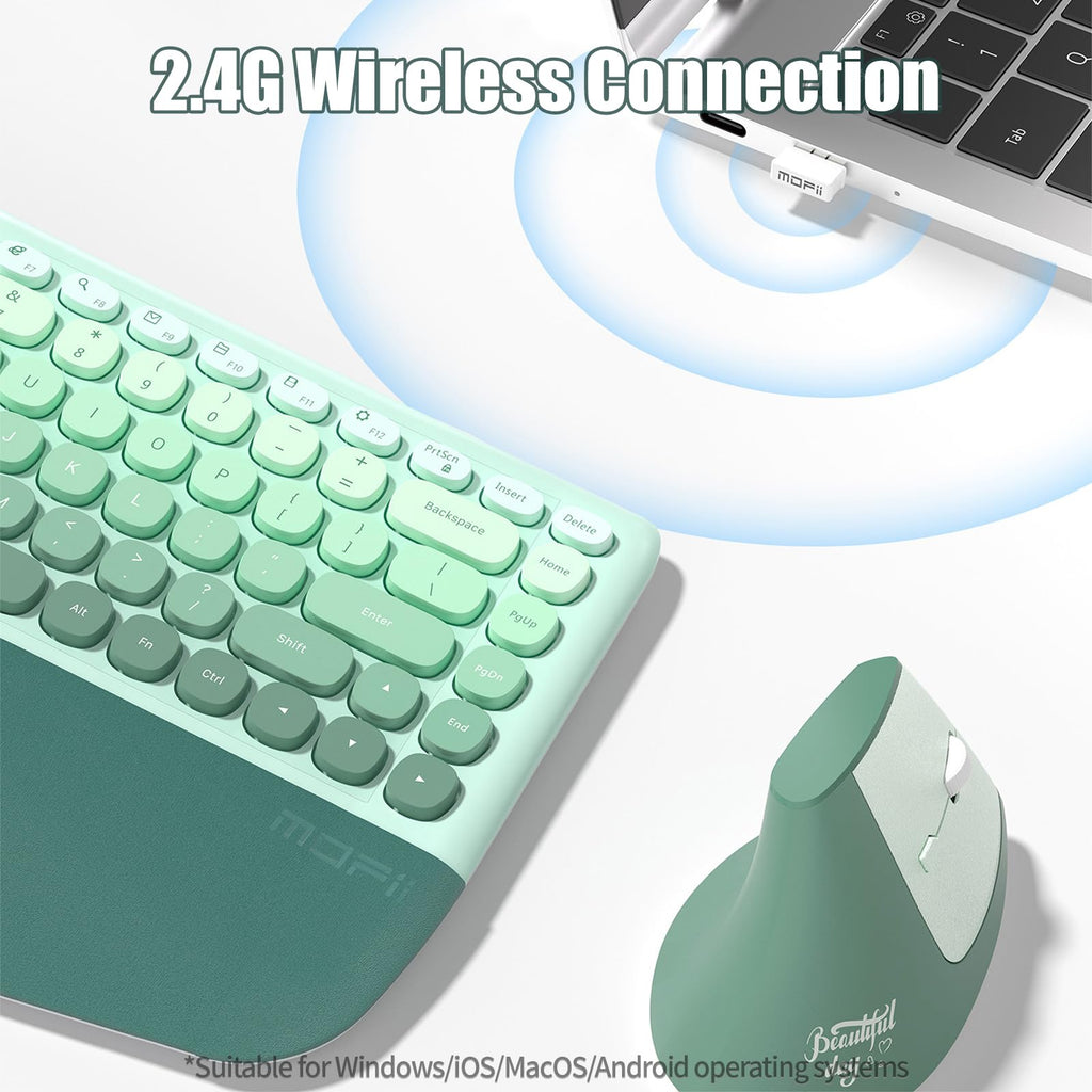 TISHLED Ergonomic Wireless Keyboard & Mouse with Wrist Rest