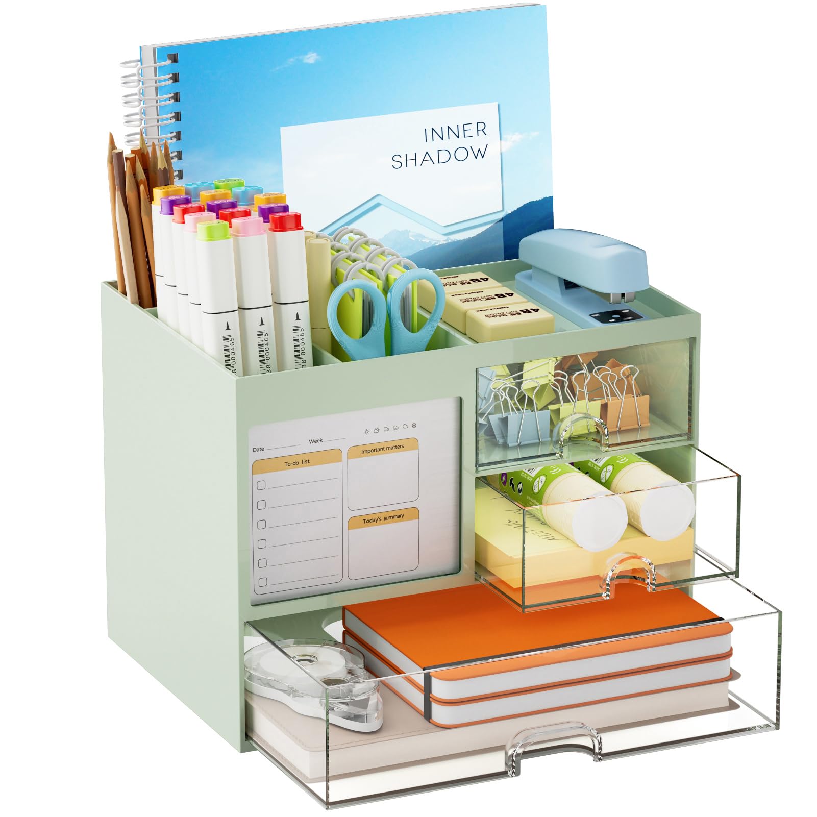 3-Drawer Desk Organizer with Memo and Storage Compartments