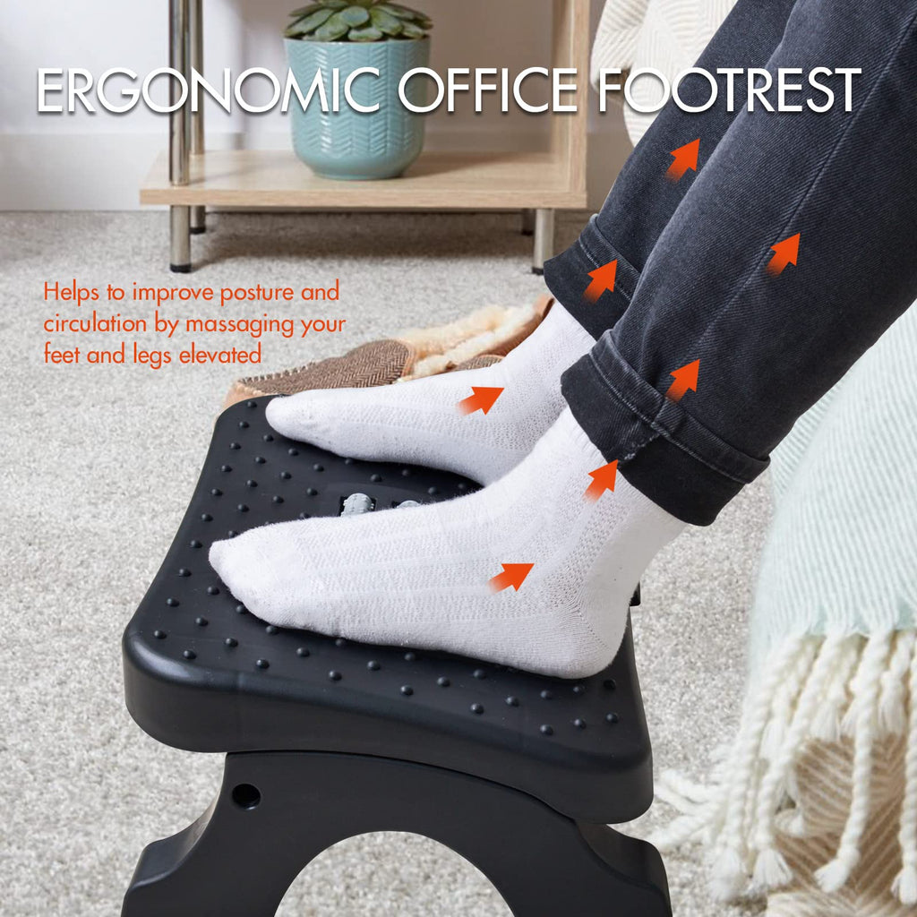 Under Desk Footrest,Ergonomic Footrest with Massage Rollers for Home Office