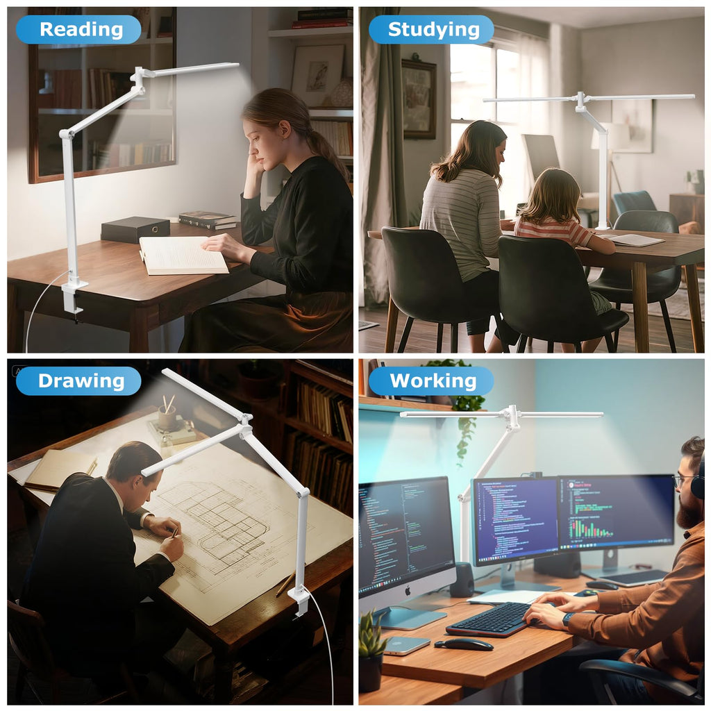 Airlonv 17-Inch Clamp LED Desk Lamp with Stepless Dimming