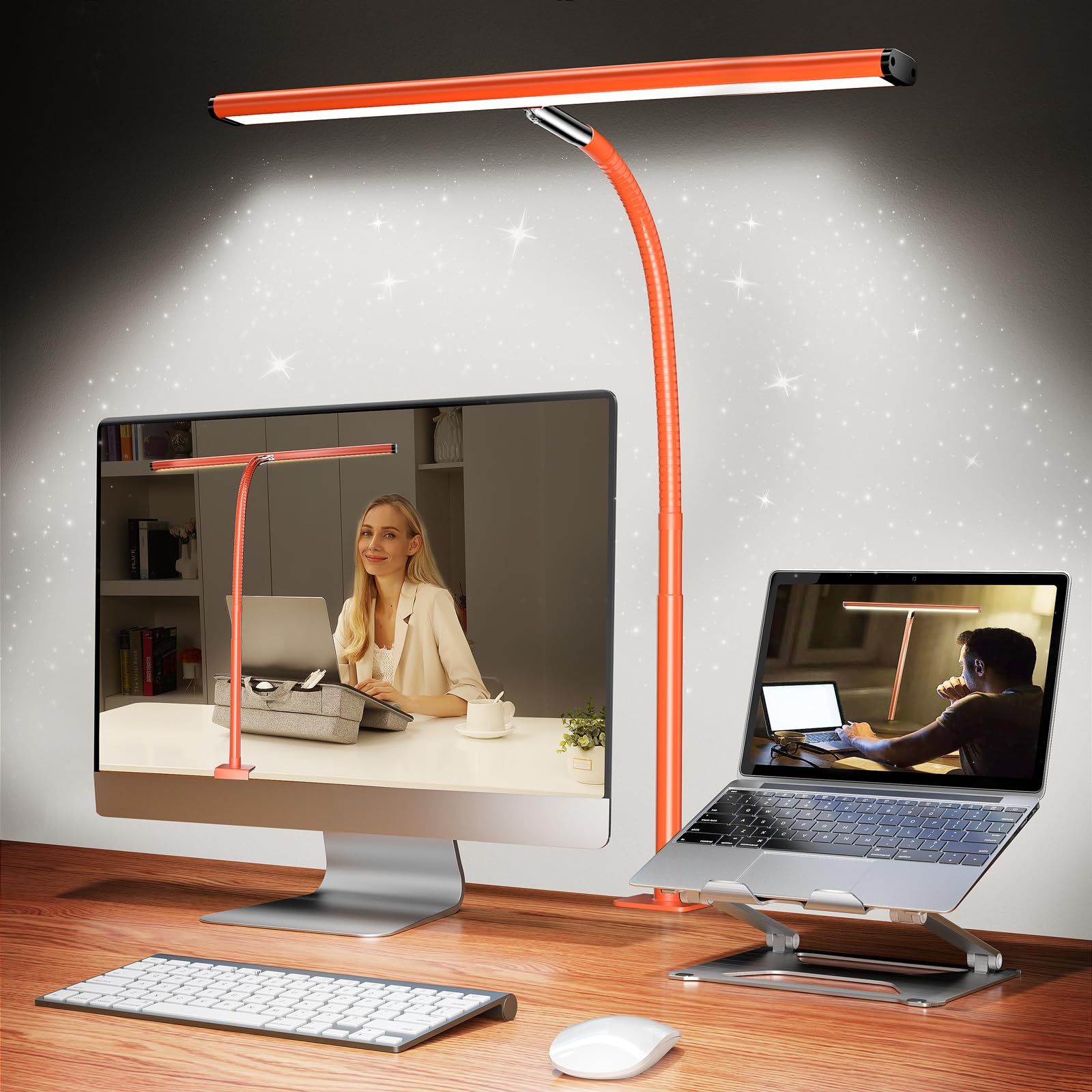 Airlonv 17-Inch Clamp LED Desk Lamp with Stepless Dimming