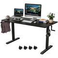 Whole Piece Manual Standing Desk Adjustable Height with Lockable Casters- Hand Crank Stand up Desk with Wheels, Mobile Sit to Stand Workstation with Handle