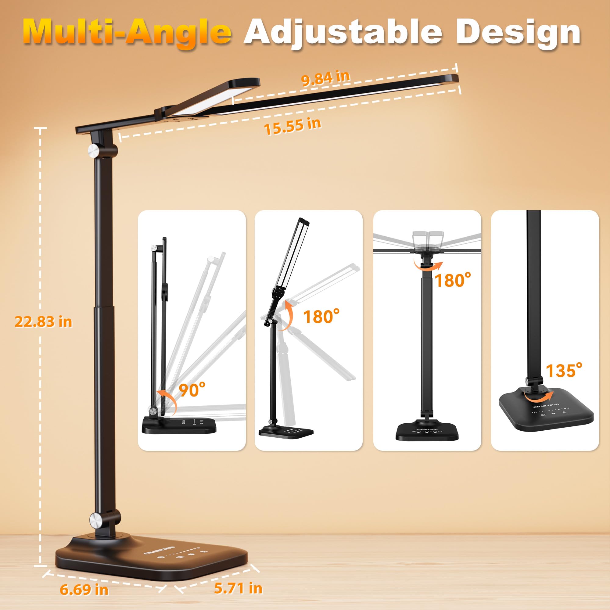 CHARYJOD LED Desk Lamp for Home and Office Workspaces