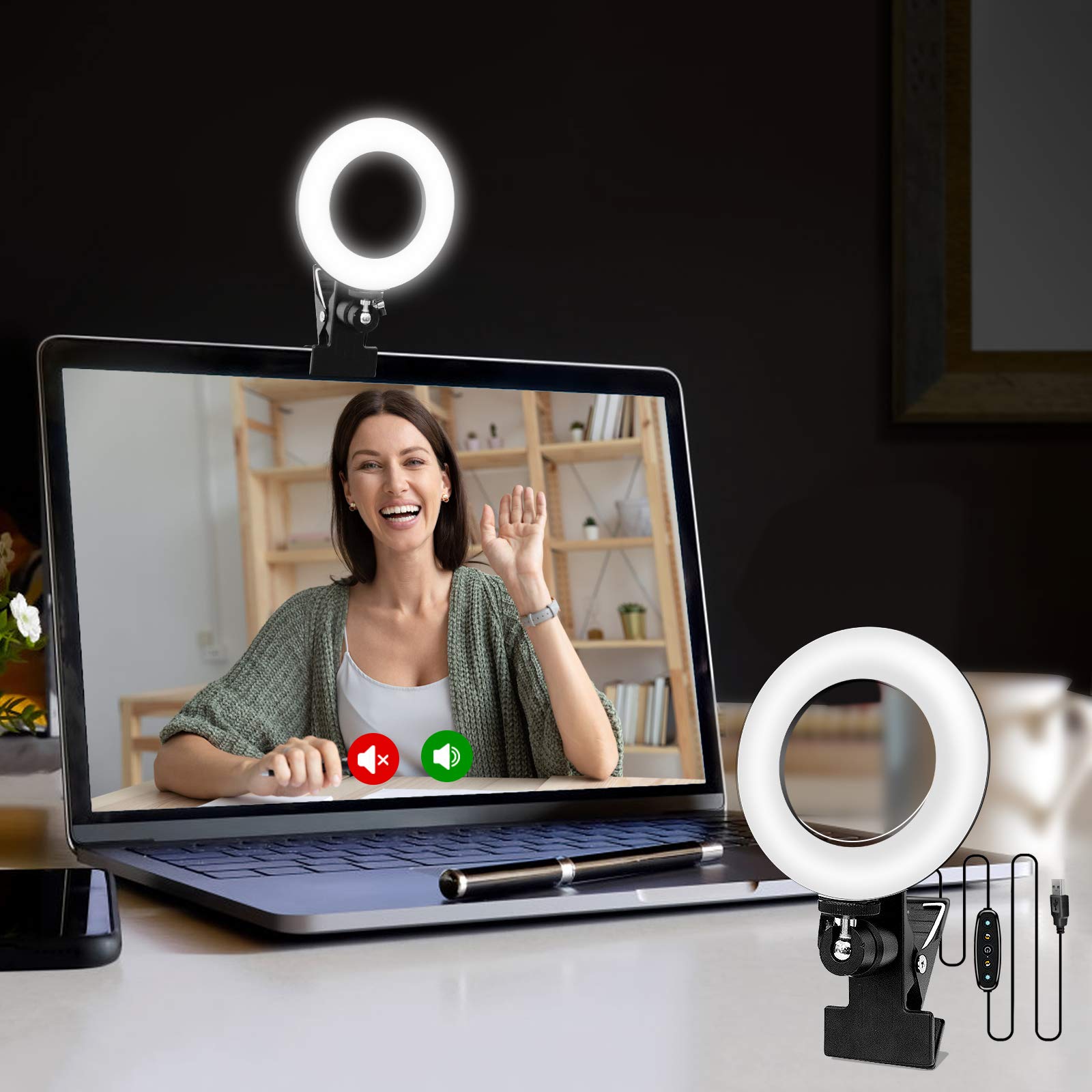 Cyezcor Clip-On Ring Light for Video Conferencing