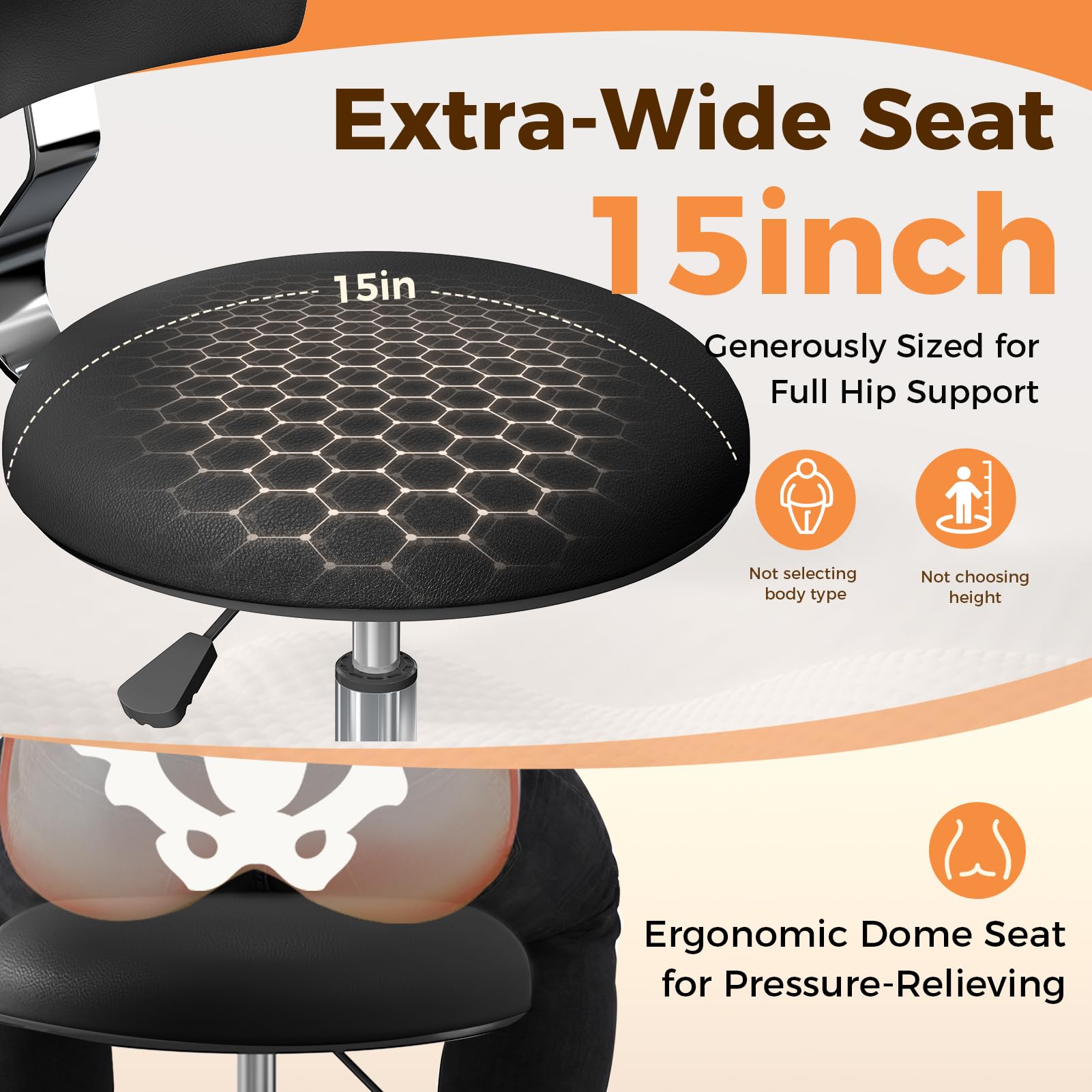 FREEKYROCK Leather Rolling Stool with Wheels