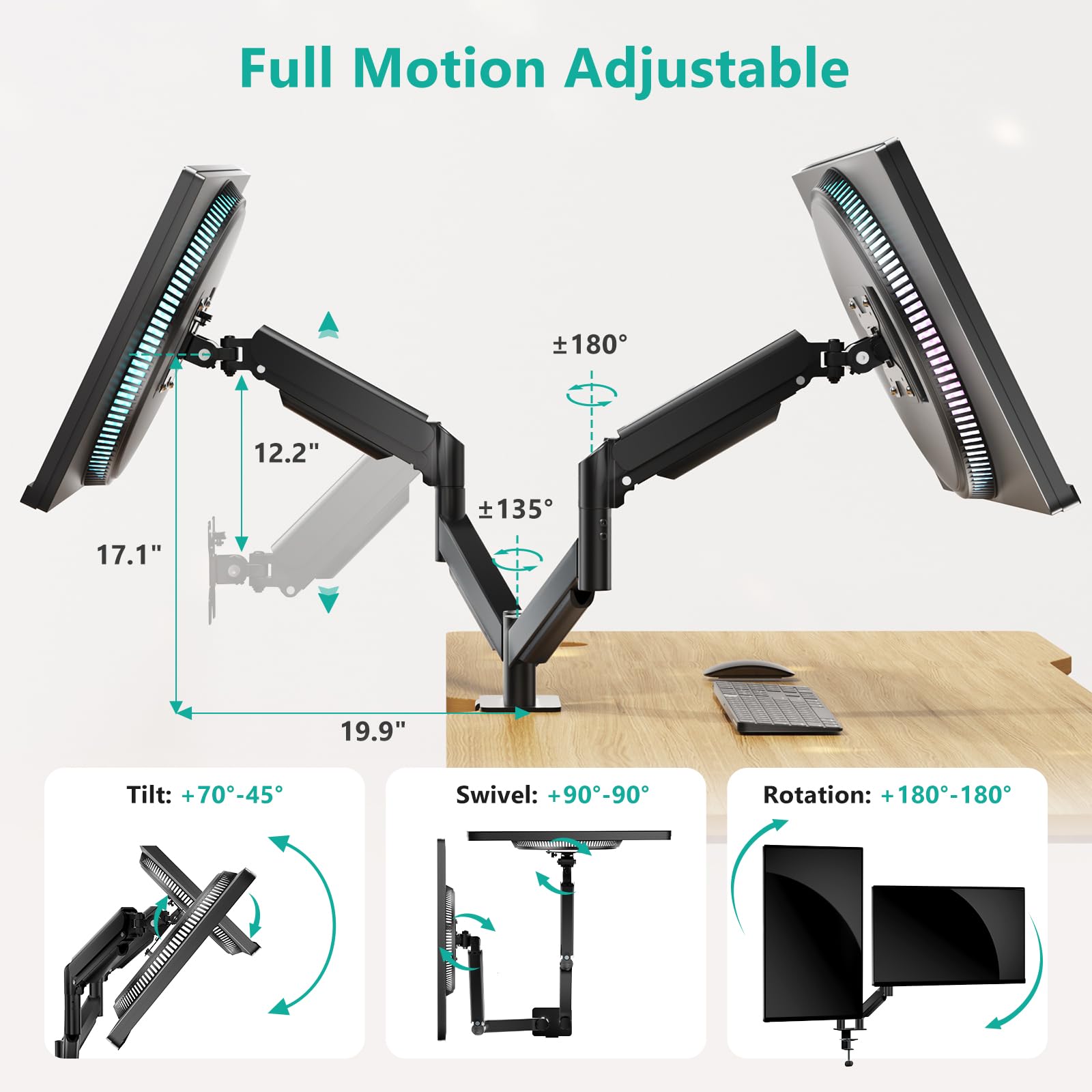 WALI Single/Dual/Triple/Quad Monitor Arm Mount Stand