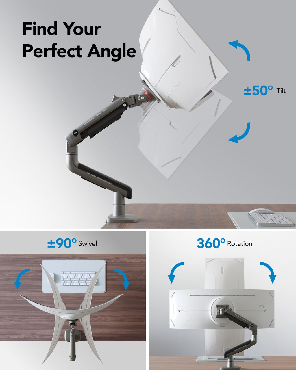 HUANUO Heavy Duty Monitor Arm for Ultrawide Screens