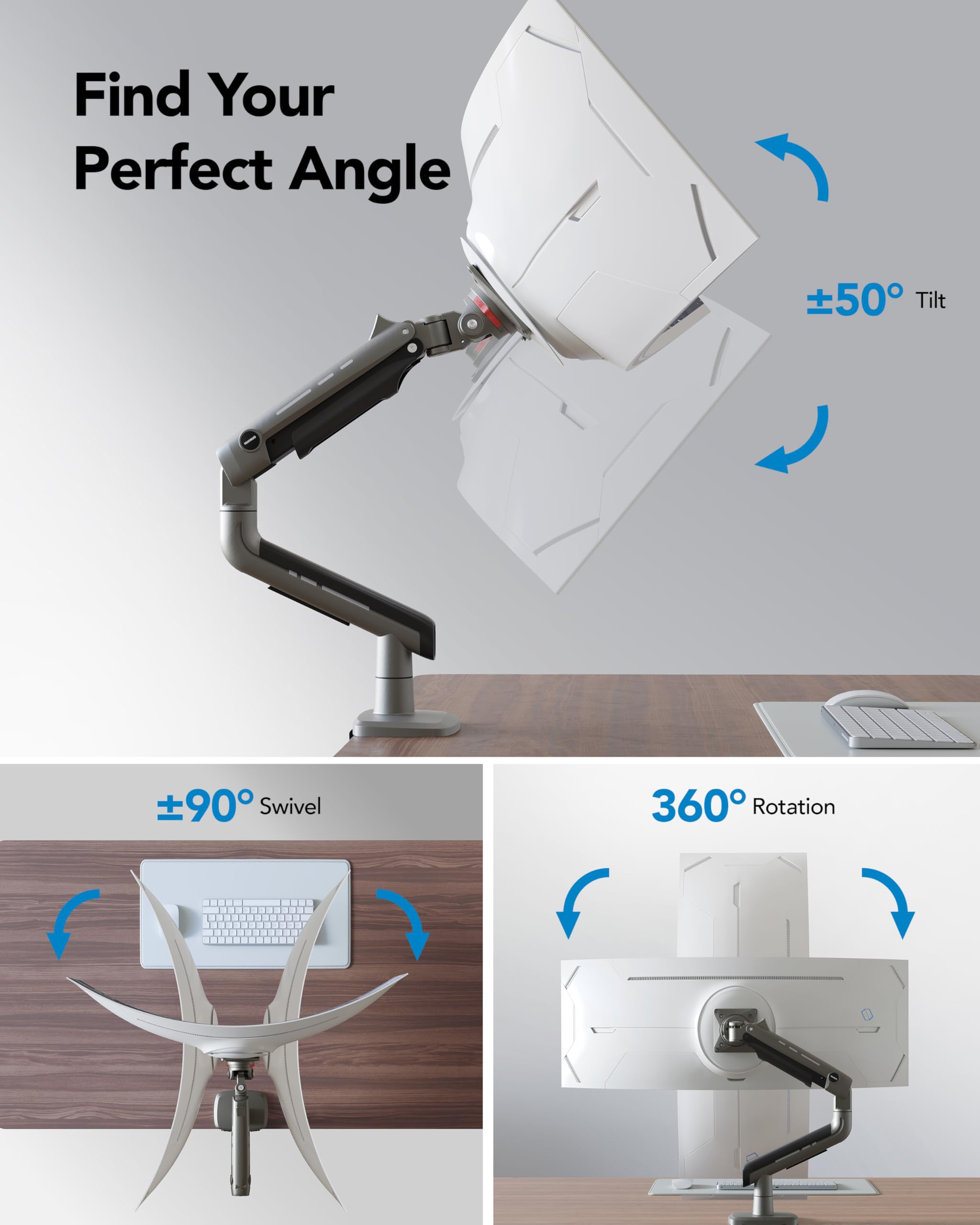 HUANUO Heavy Duty Monitor Arm for Ultrawide Screens