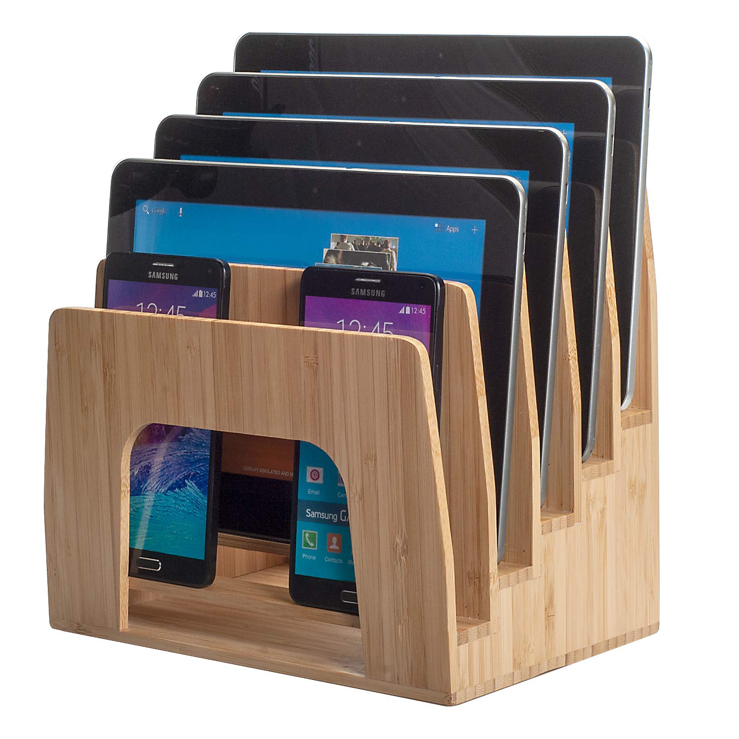 MobileVision Bamboo Multi Device Organizer for Smartphones, Tablets and Laptops, 5 Slots