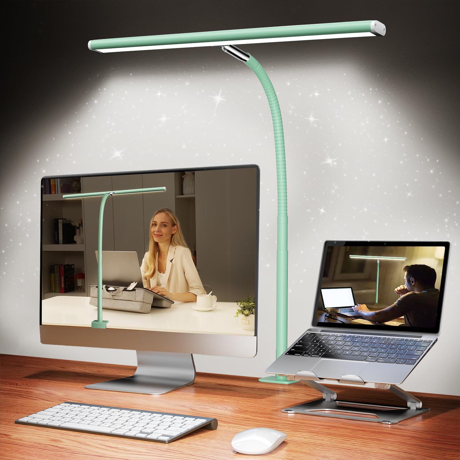 Airlonv 17-Inch Clamp LED Desk Lamp with Stepless Dimming