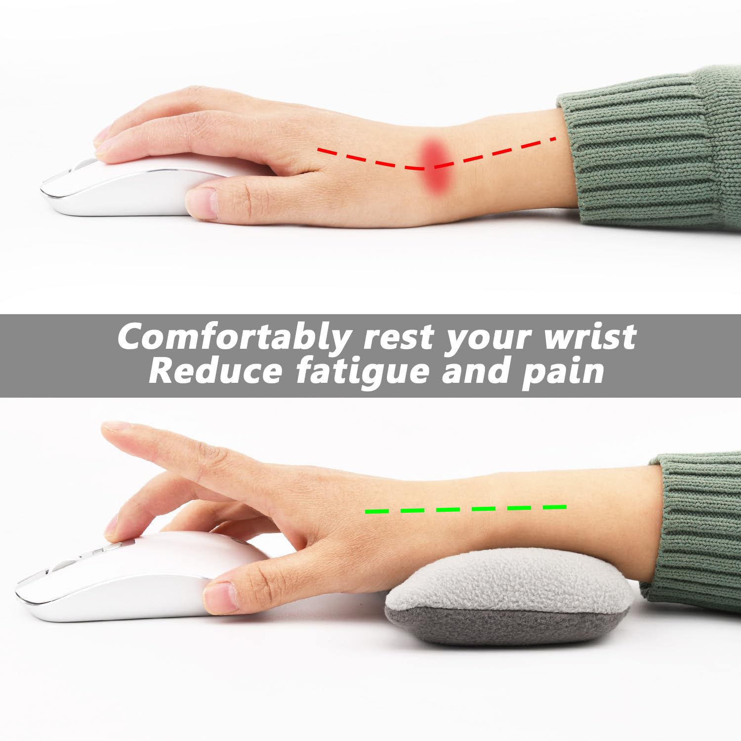 Large Mouse Wrist Rest Bean Bag, Ergonomic Mouse Support Pad Filled Ergo Beads for Computer, Laptop, PC Gaming
