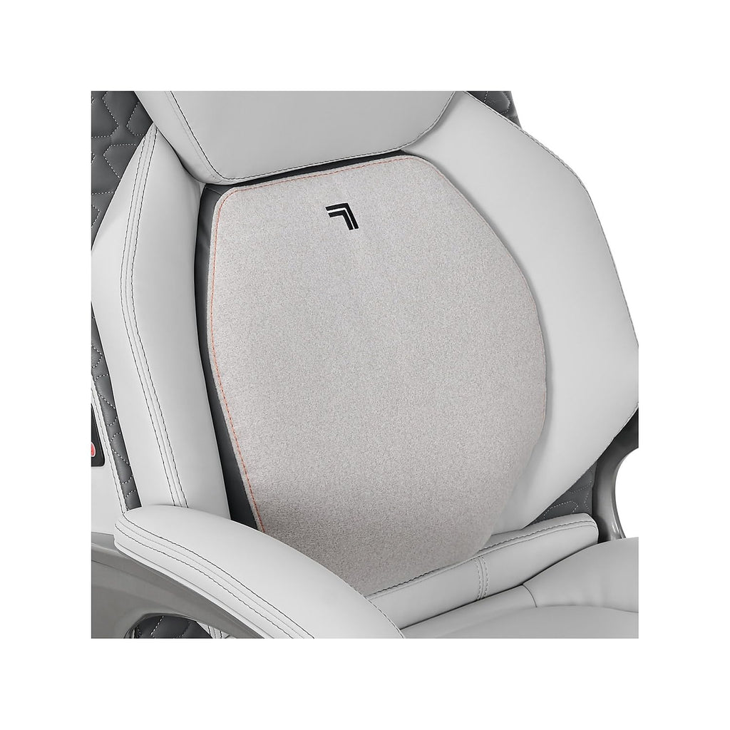 Sharper Image S600 Active Lumbar Ergonomic Bonded Leather Swivel Executive Massage Chair, White/Gray
