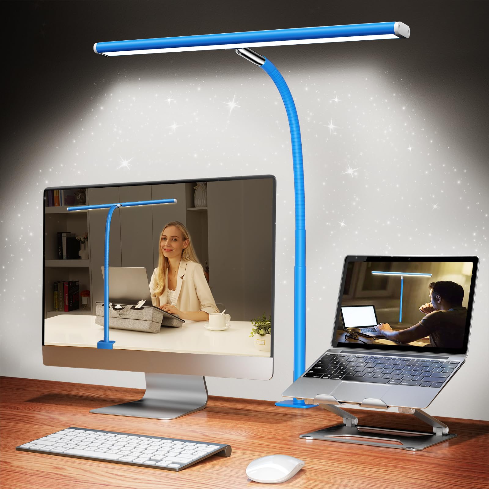 Airlonv 17-Inch Clamp LED Desk Lamp with Stepless Dimming