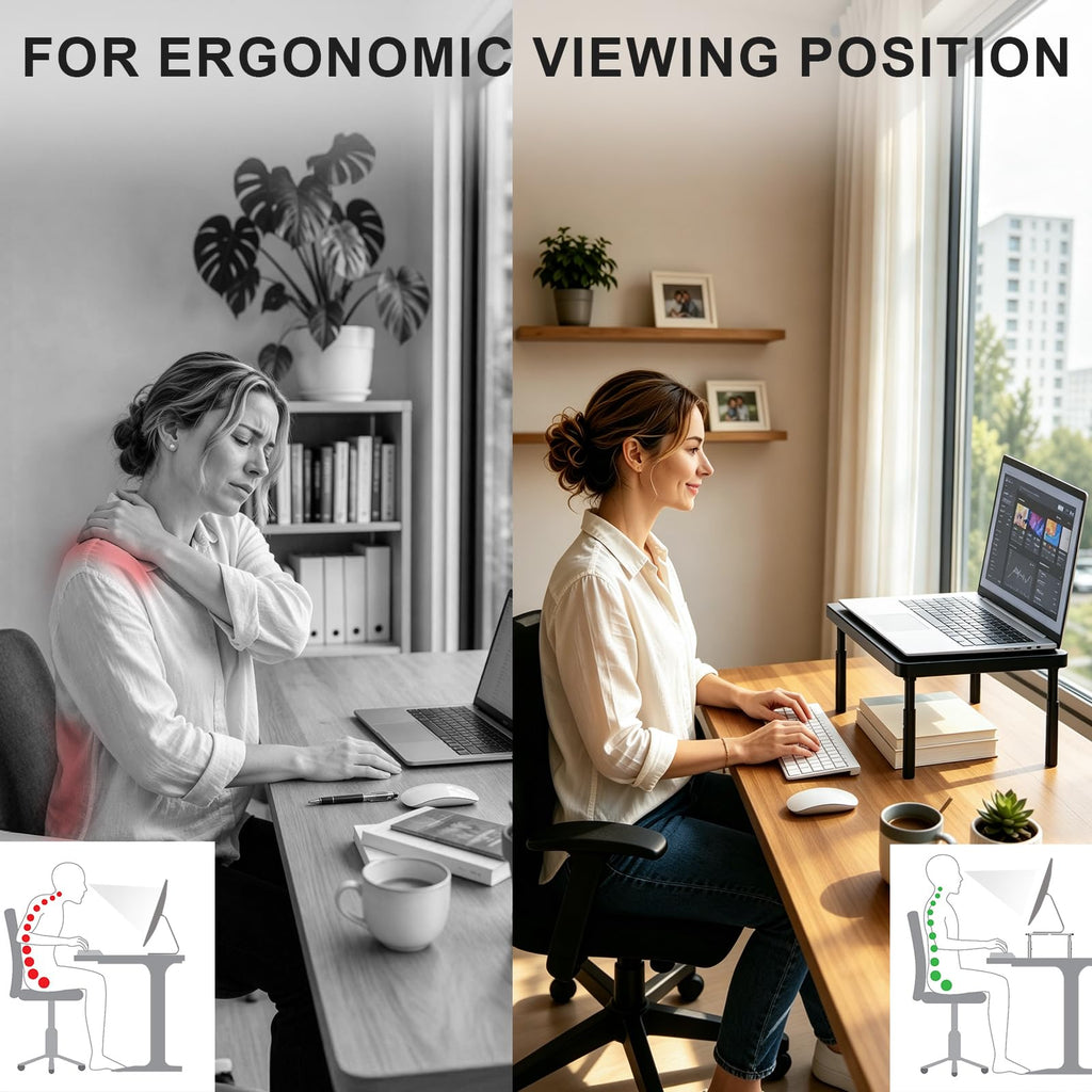 WALI Computer Monitor Stand for Desk, Adjustable Laptop Riser, Desk Monitor Stand Underneath Storage for Office, Home, School Supplies