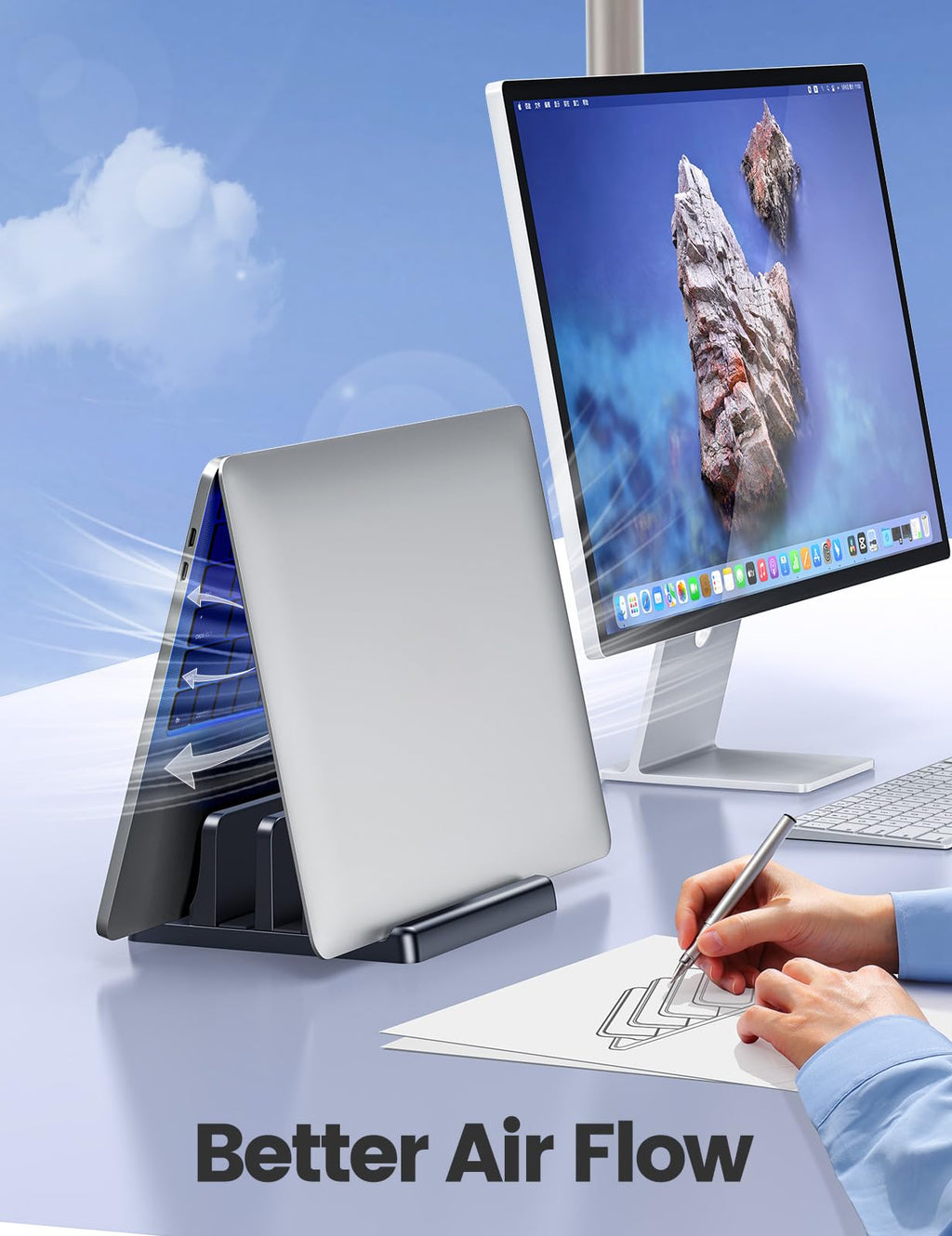 Vaydeer Adjustable Vertical Laptop Stand with Dual Slots