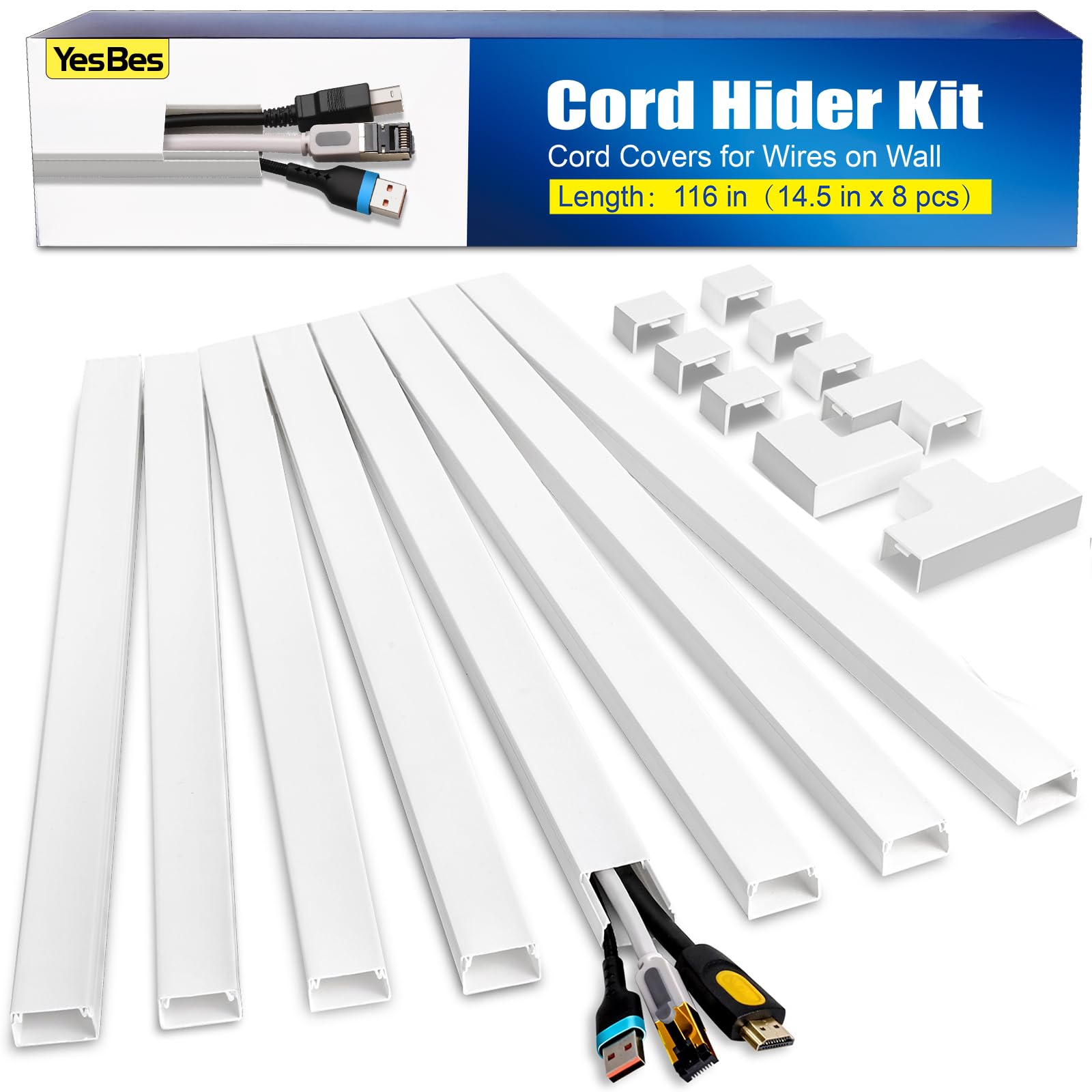 Paintable Wall Cord Hider Kit for TV Cable Management