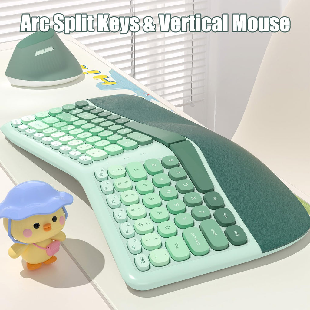 TISHLED Ergonomic Wireless Keyboard & Mouse with Wrist Rest