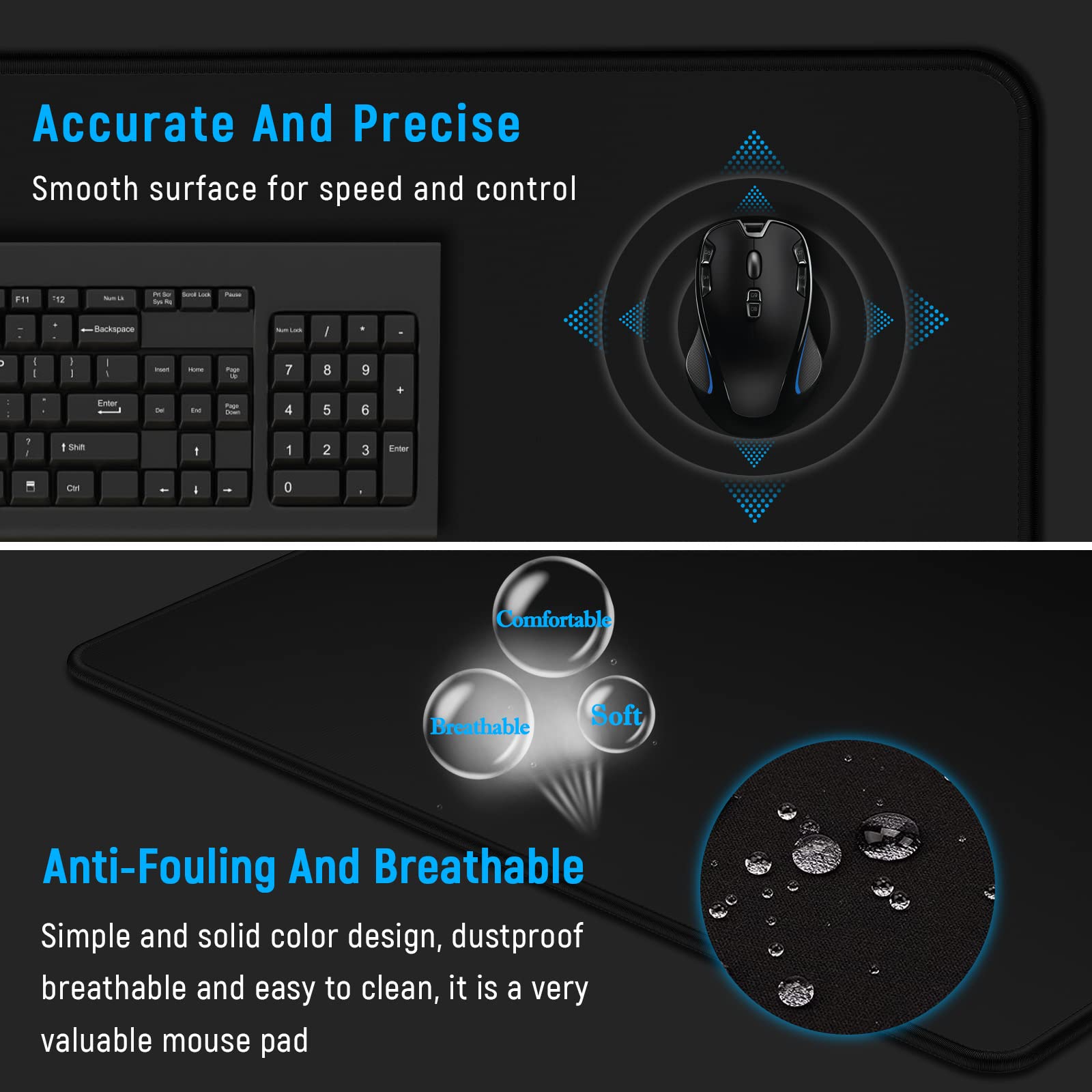 JIALONG XXL Gaming Mouse Pad with Stitched Edges